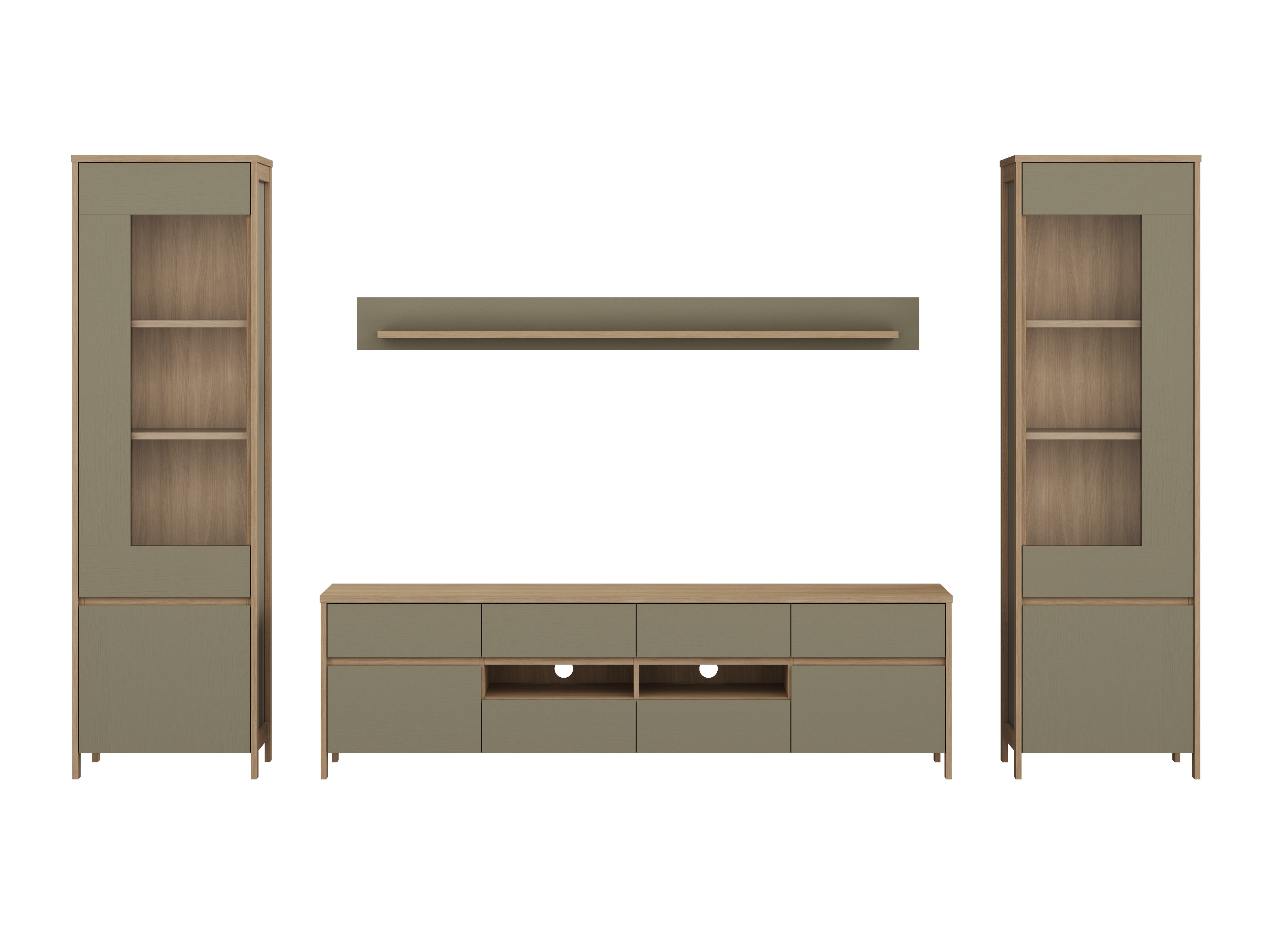 Σετ επίπλων σαλονιού Fermaru 111 (Σκονισμένο πράσινο + Δρυς)