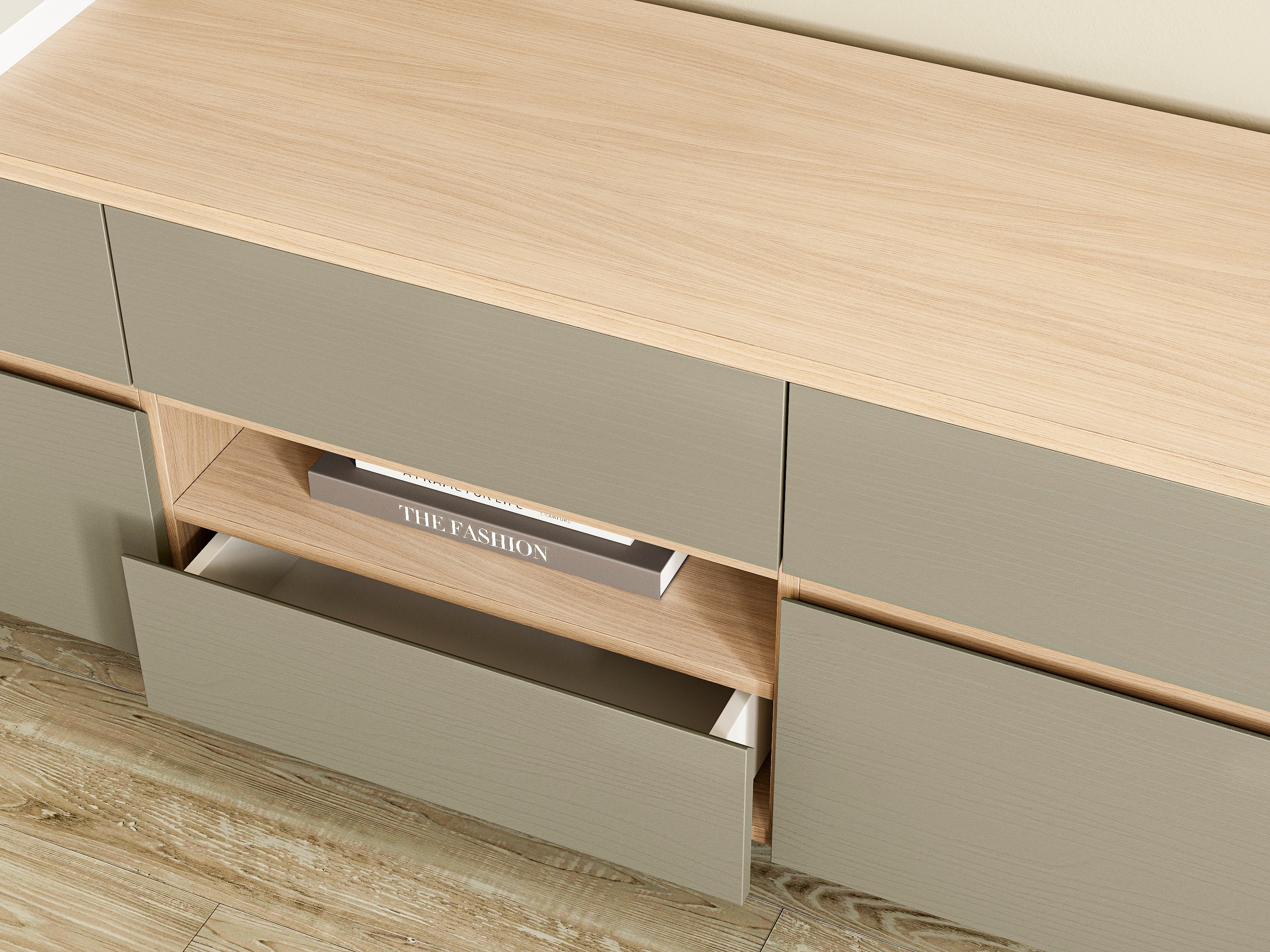 Σετ επίπλων σαλονιού Fermaru 111 (Σκονισμένο πράσινο + Δρυς)