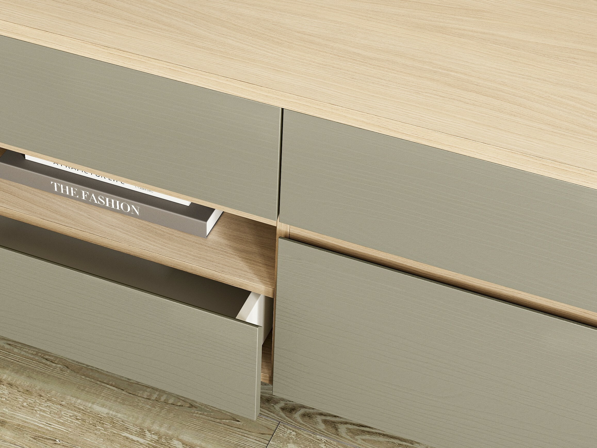 Σετ επίπλων σαλονιού Fermaru 113 (Σκονισμένο πράσινο + Δρυς)