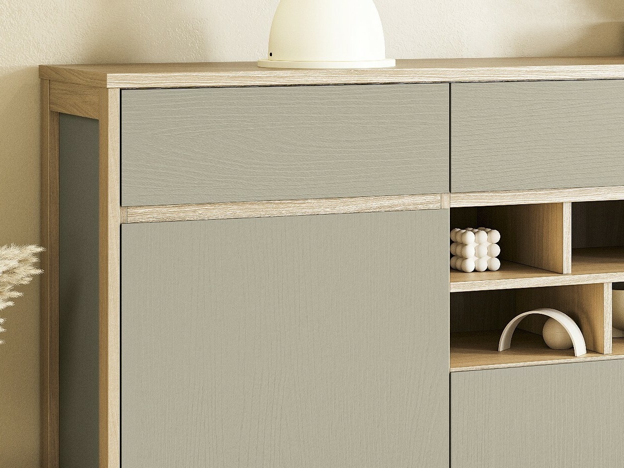 Σετ γραφείου για το σπίτι Fermaru 116 (Σκονισμένο πράσινο + Δρυς)