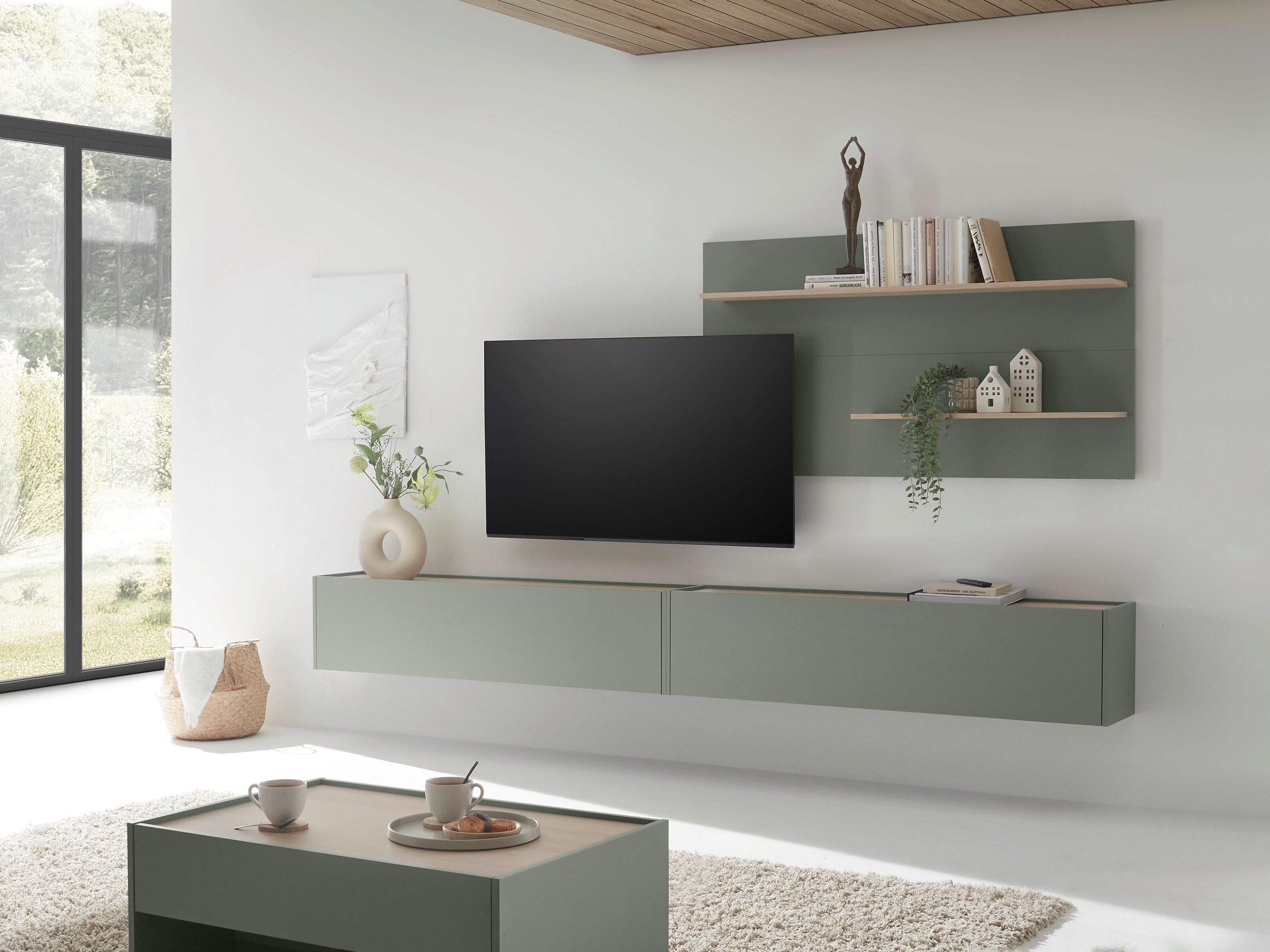 Living room set Elbsori 120 (Green + Oak)
