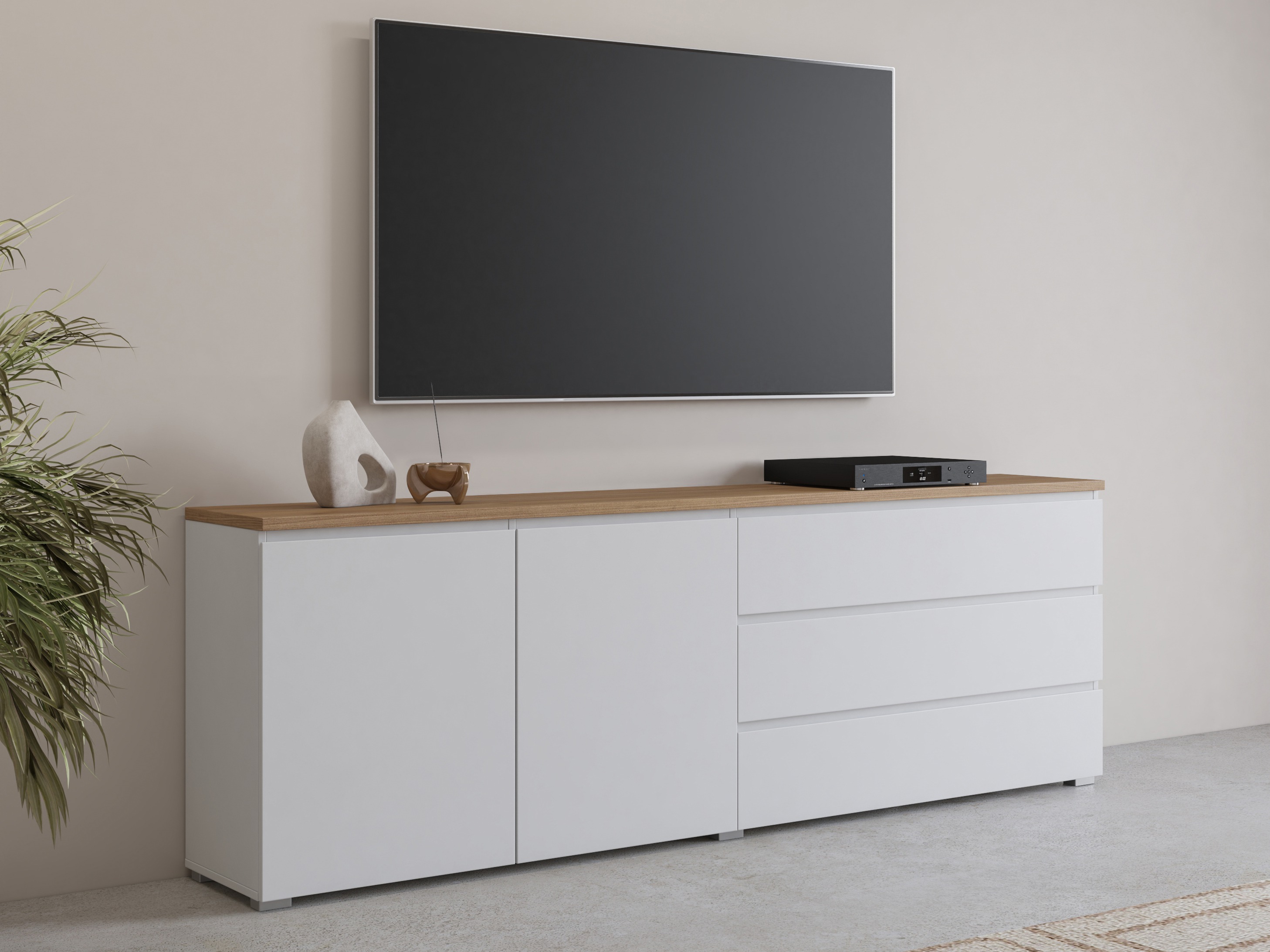 Συρταριέρα Baletu 107 (Άσπρο + Δρυς)