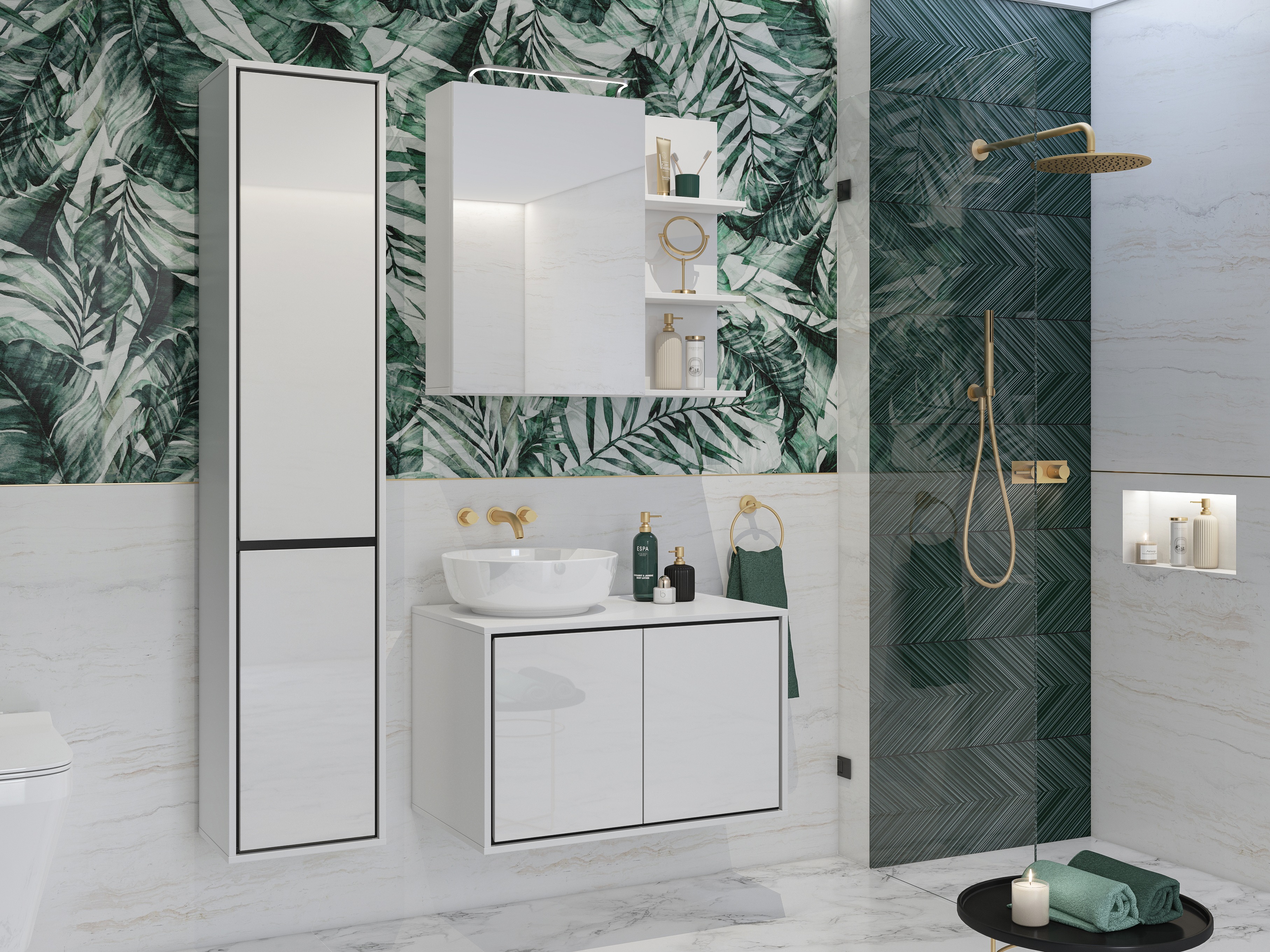 Σετ μπάνιου Tecavu 105 (Γυαλιστερό λευκό + Άσπρο)