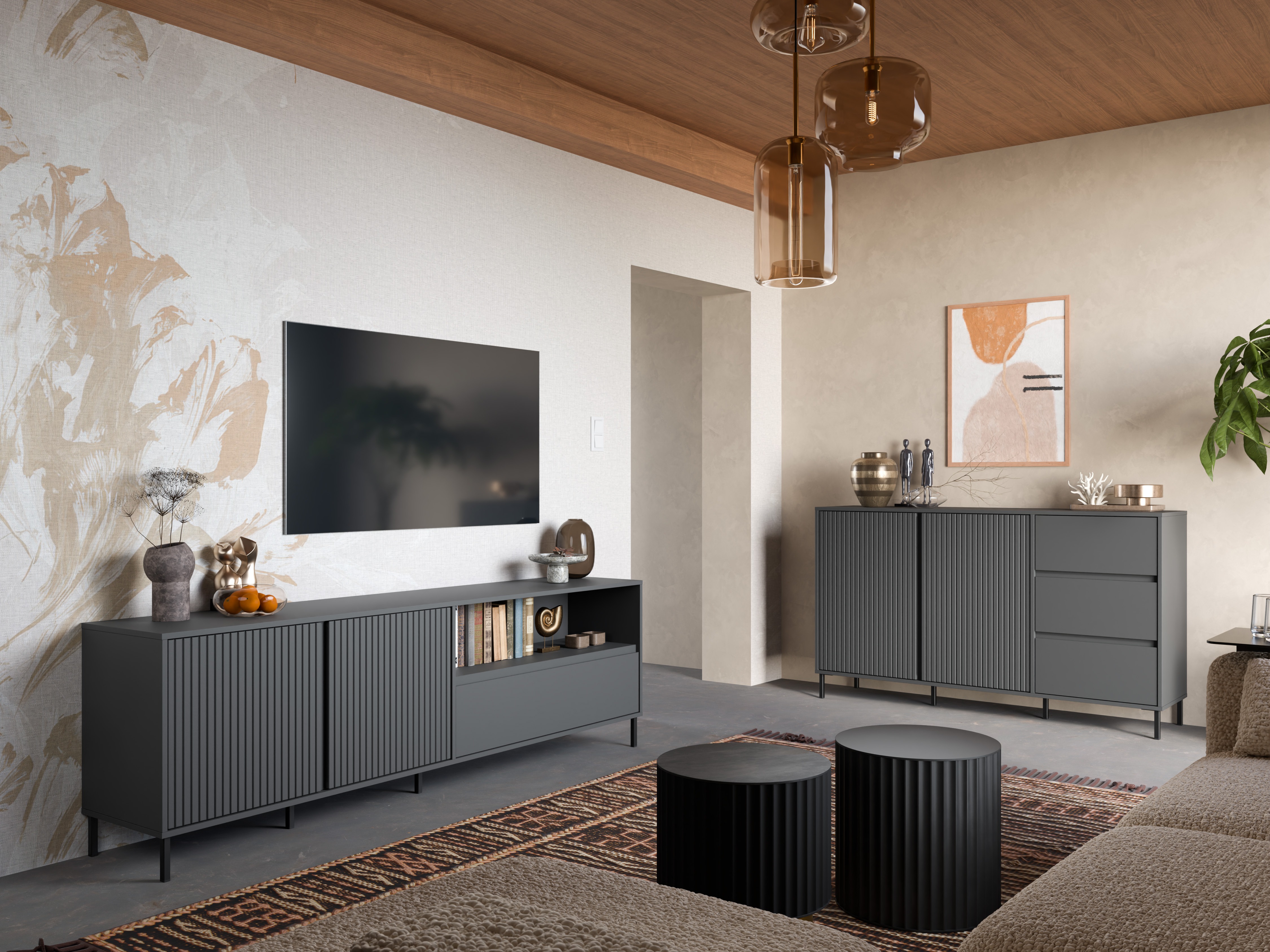 Έπιπλο τηλεόρασης Ruvrevi 100 (Ανθρακί)