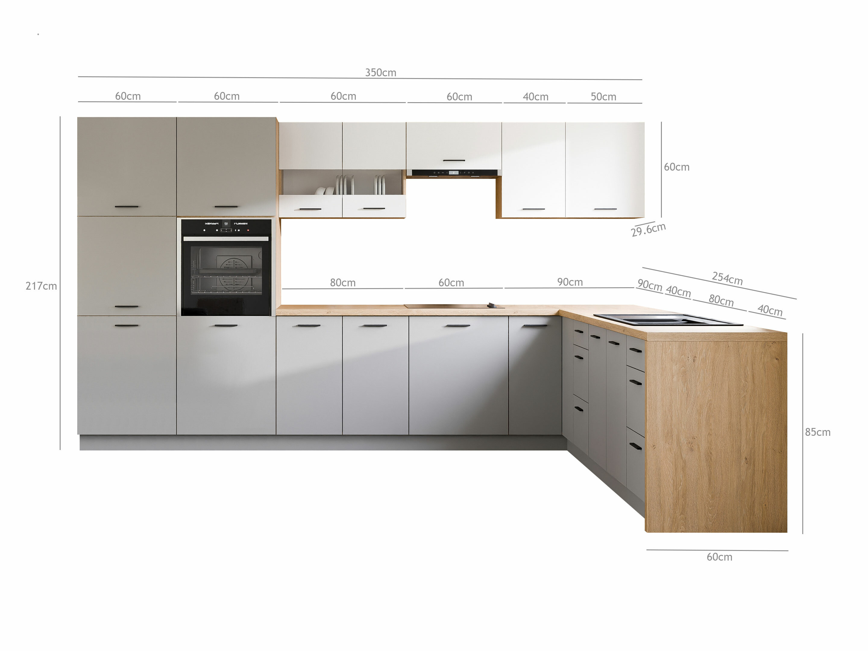 Modular kitchen set Ati White Grey 118