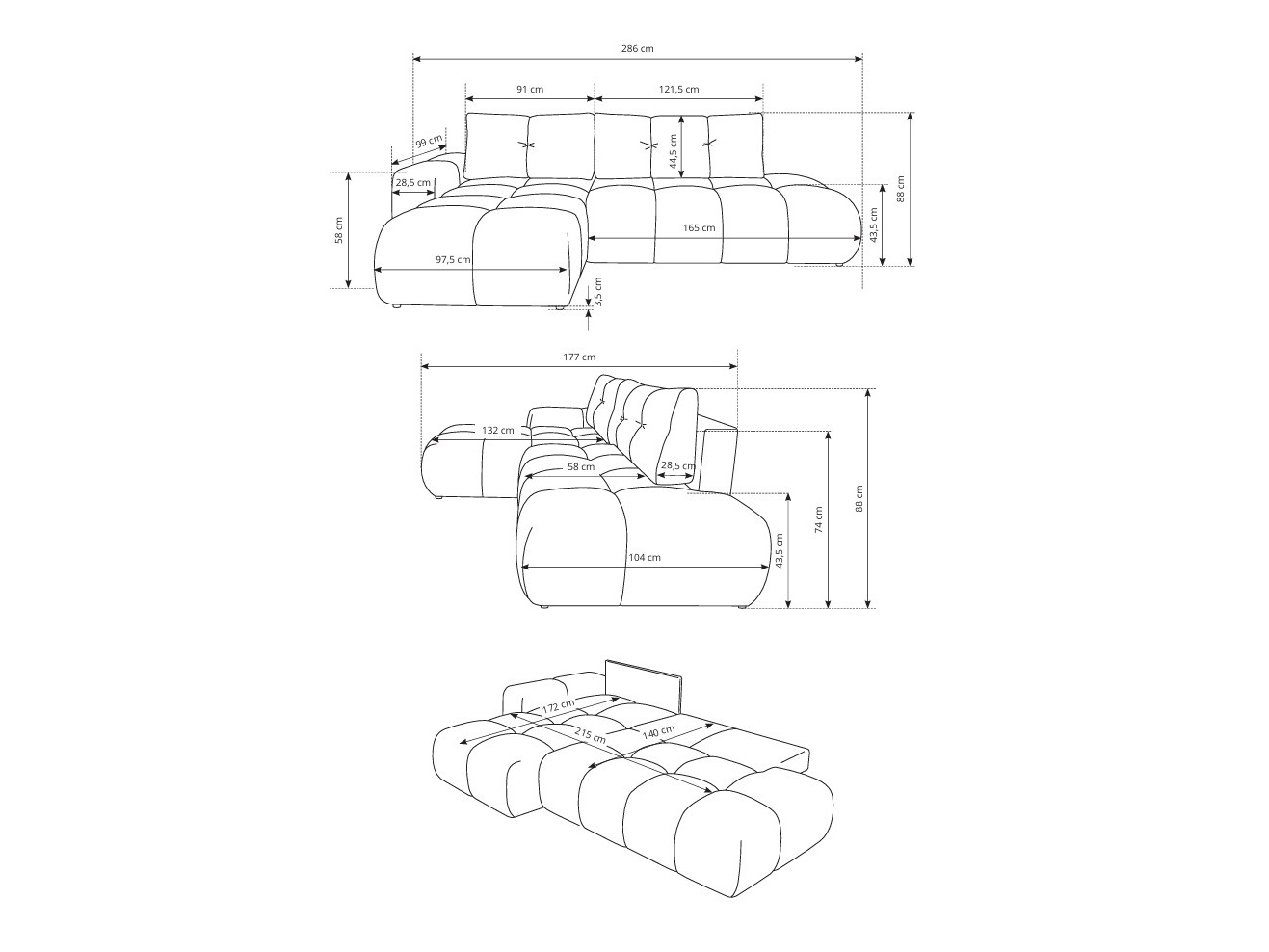 Corner sofa Kingston 156 (Flow 22)