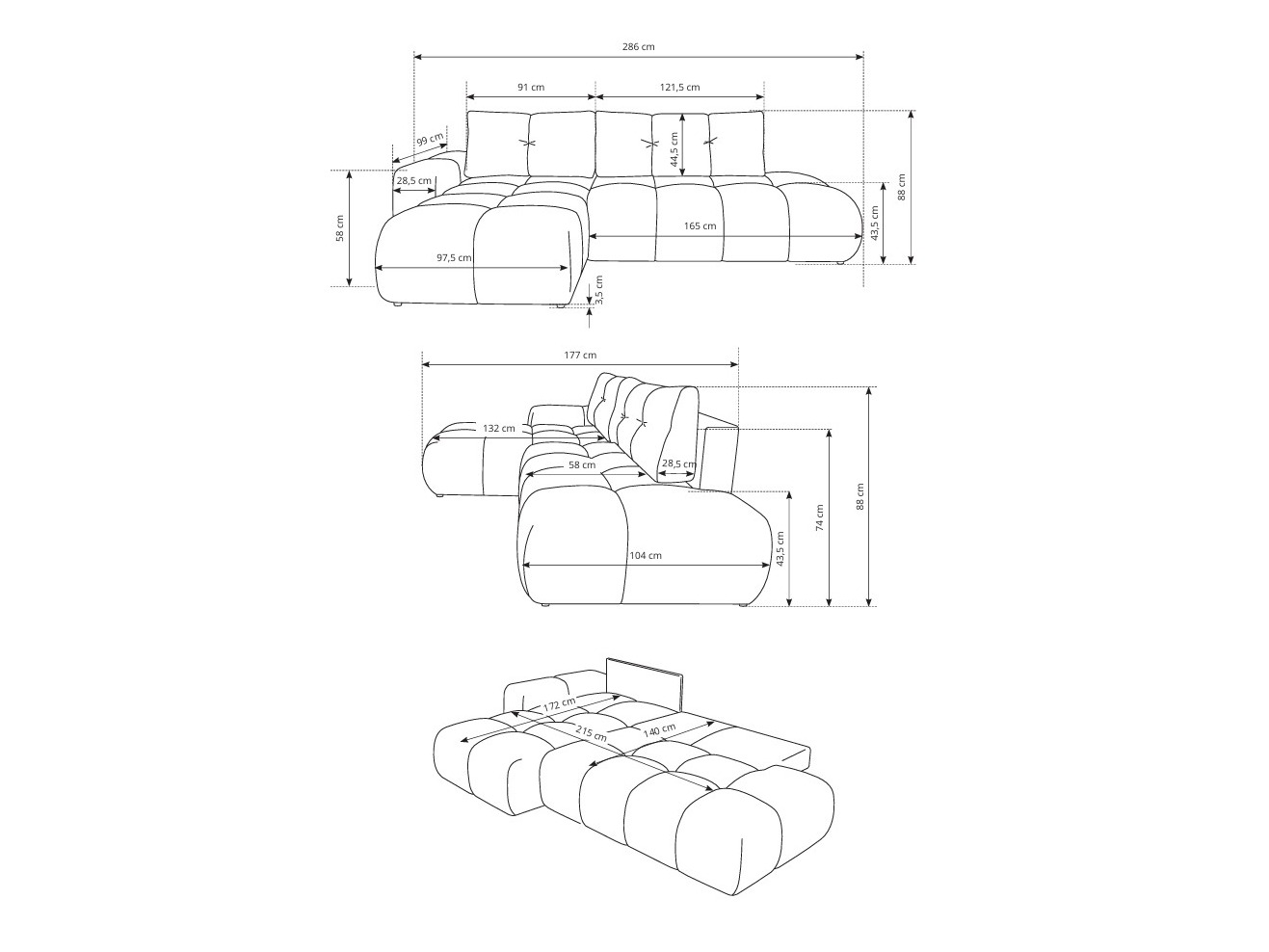 Γωνιακός Καναπές Kingston 156 (Flow 09)