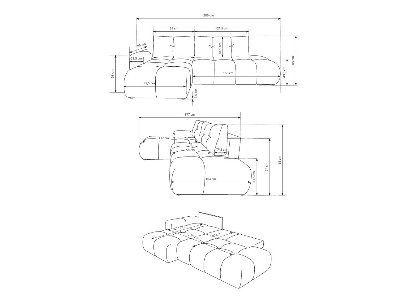 Γωνιακός Καναπές Kingston 156 (Flow 09)