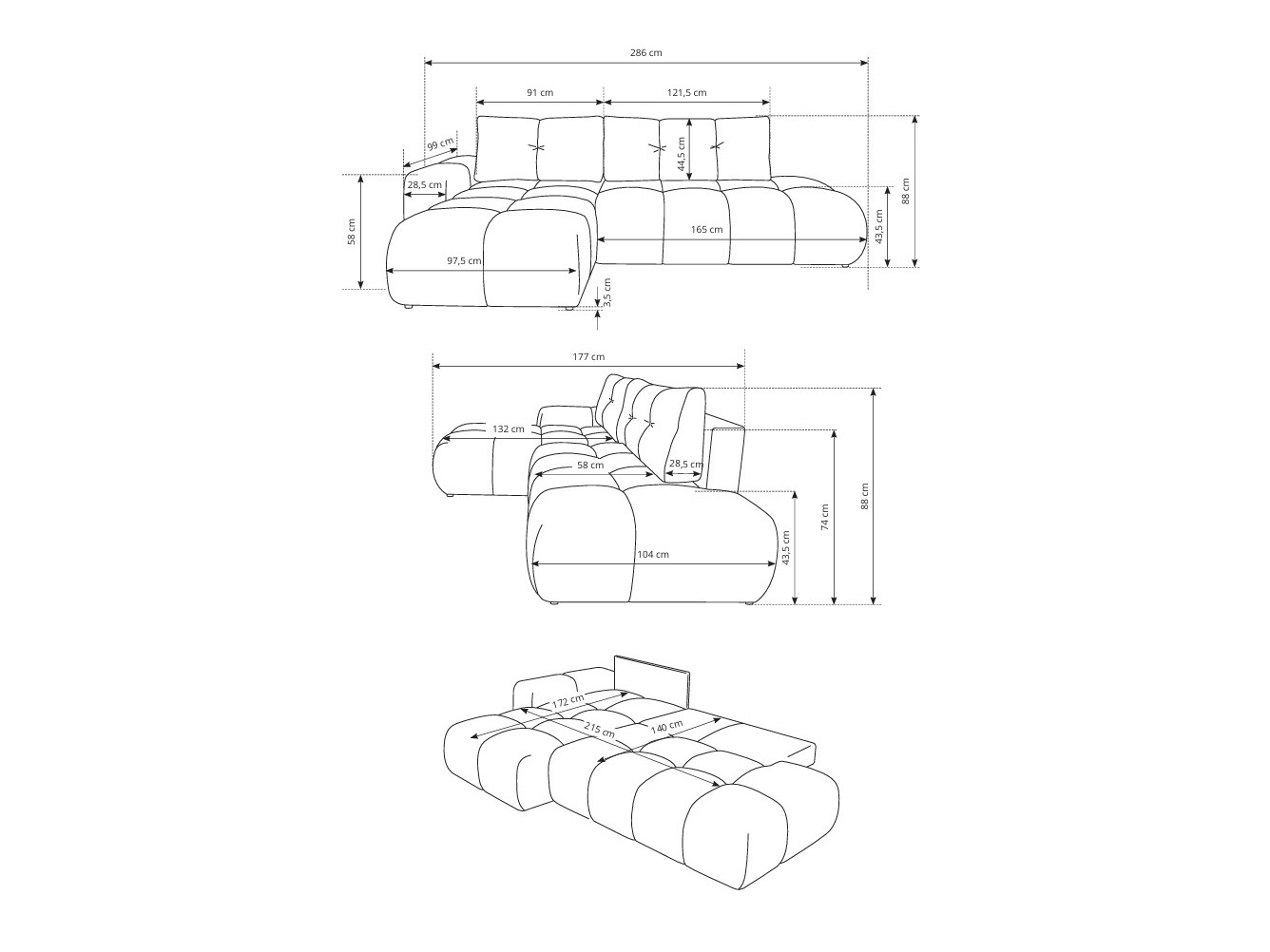 Γωνιακός Καναπές Kingston 156 (Flow 12)