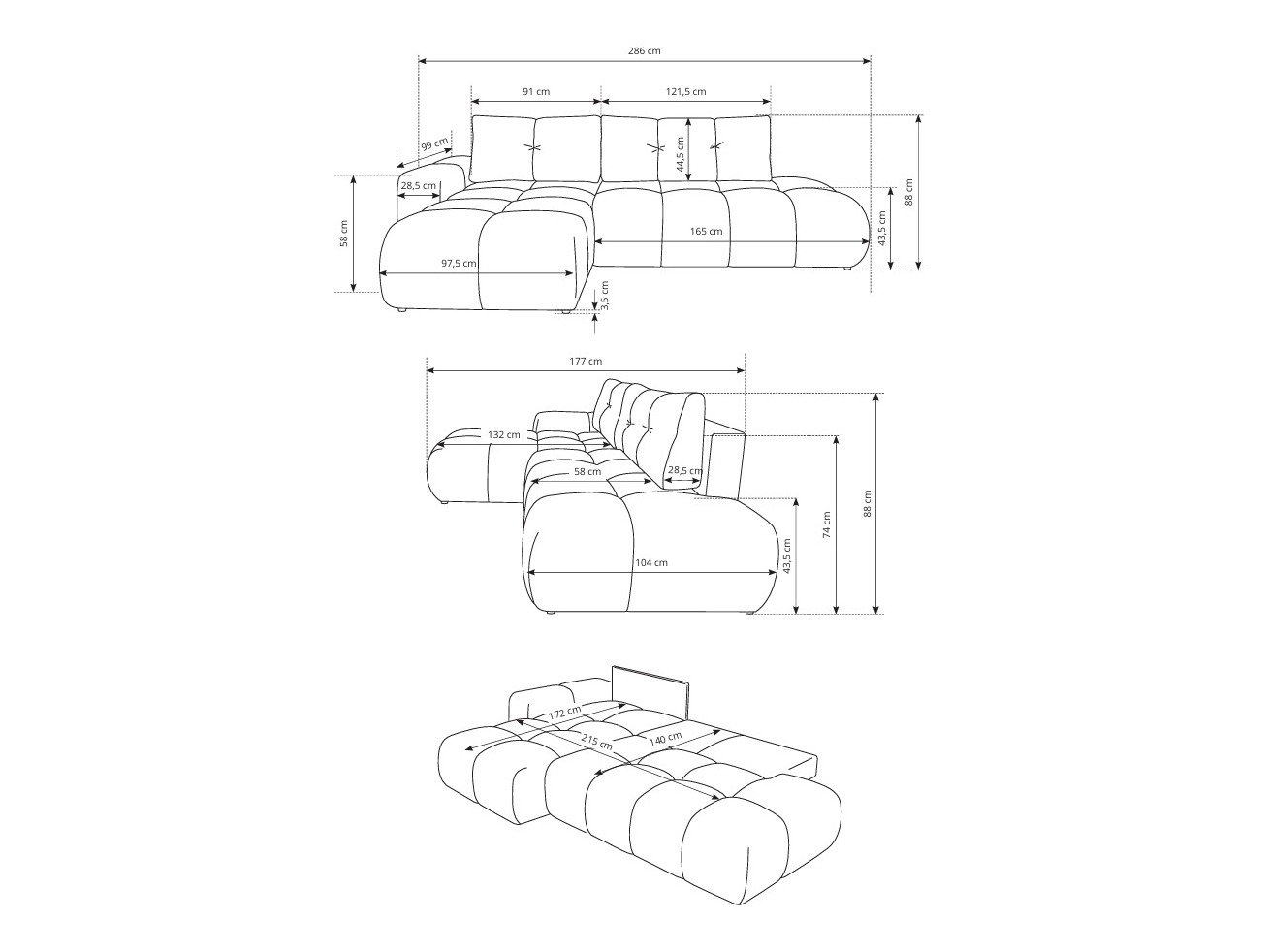 Γωνιακός Καναπές Kingston 156 (Flow 12)