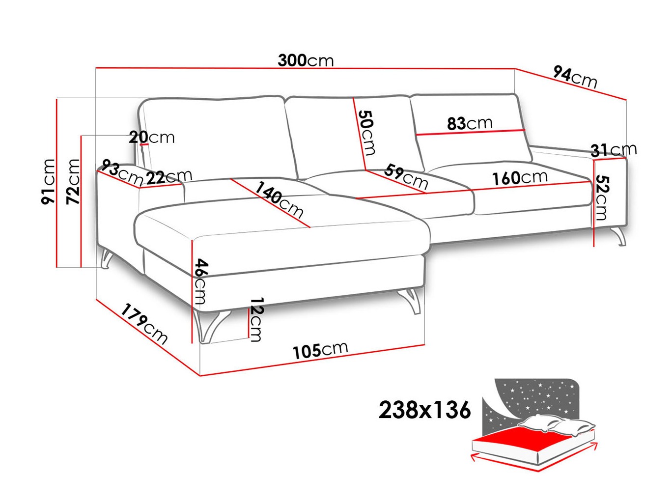 Corner sofa ComfiDream Lyrana I (Verita 03)