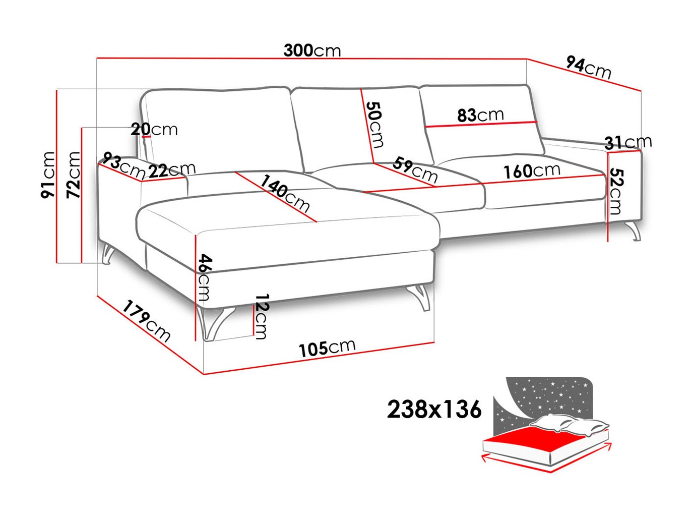 Corner sofa ComfiDream Lyrana I (Verita 11)