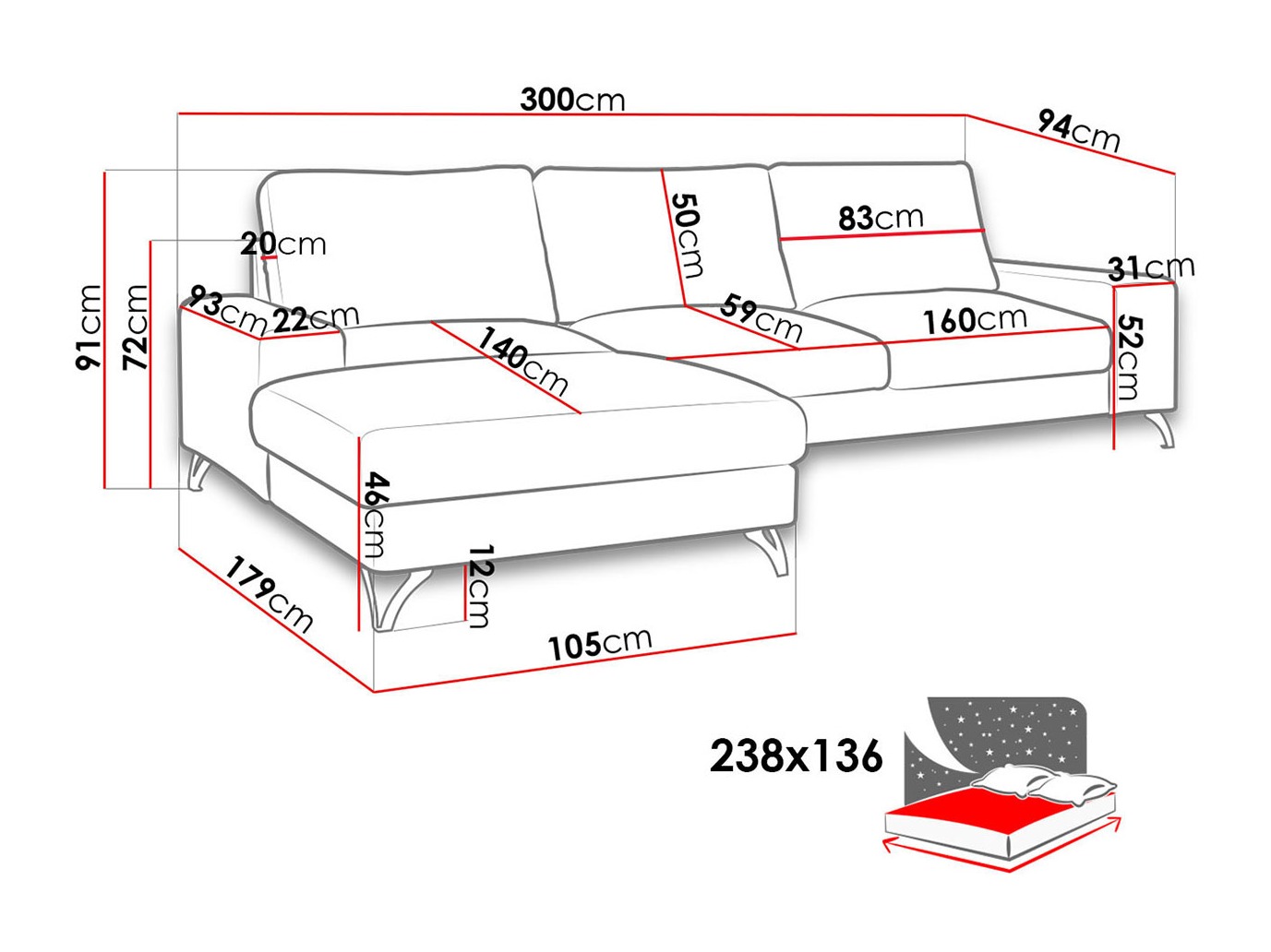 Corner sofa ComfiDream Lyrana I (Verita 28)