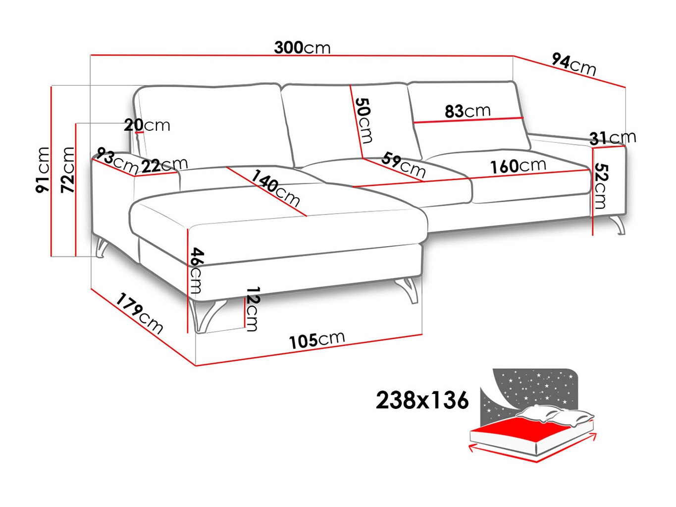 Corner sofa ComfiDream Lyrana I (Verita 28)