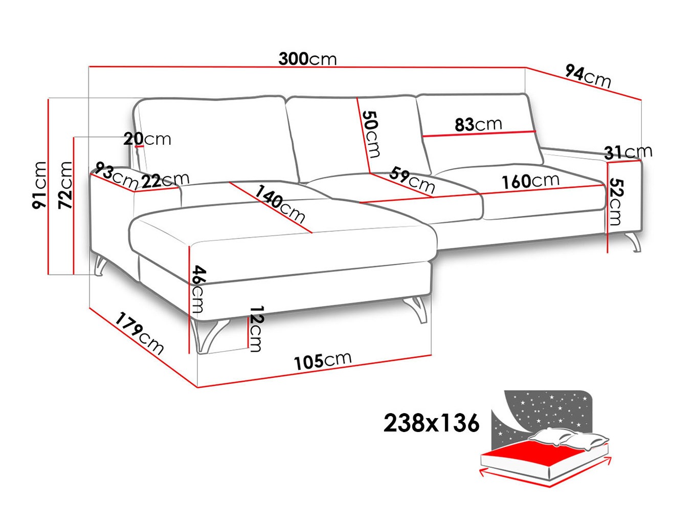 Corner sofa ComfiDream Lyrana I (Verita 53)