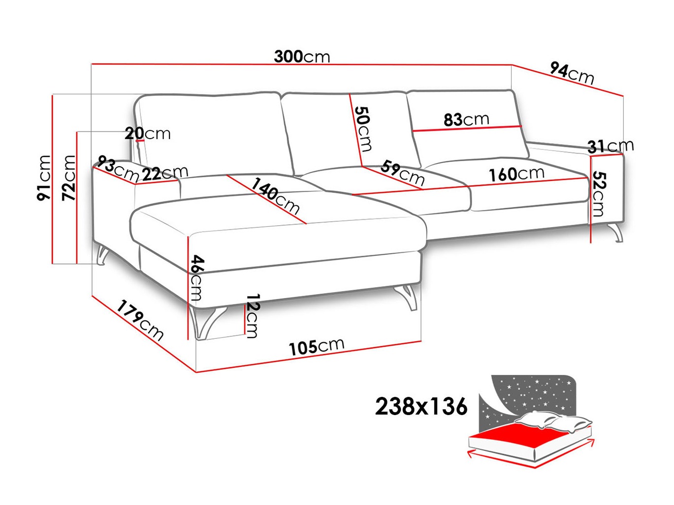 Corner sofa ComfiDream Lyrana I (Verita 80)