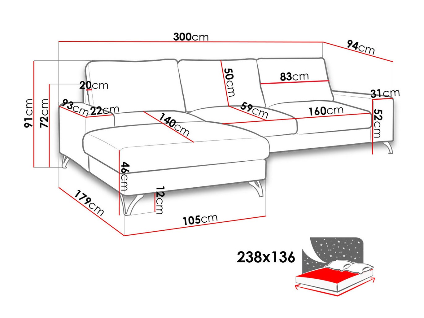 Corner sofa ComfiDream Lyrana I (Verita 88)