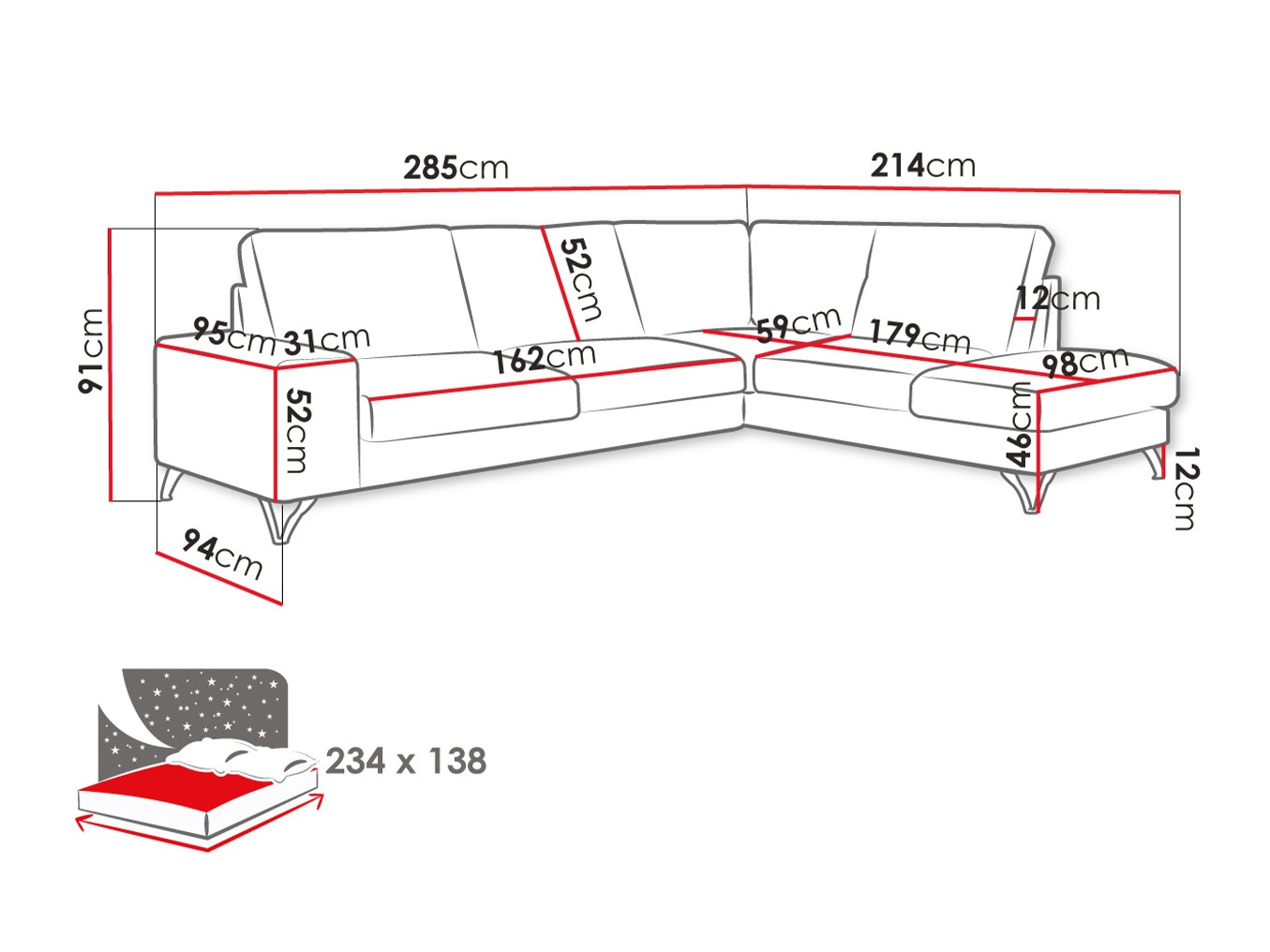 Corner sofa ComfiDream Lyrana II (Verita 03)