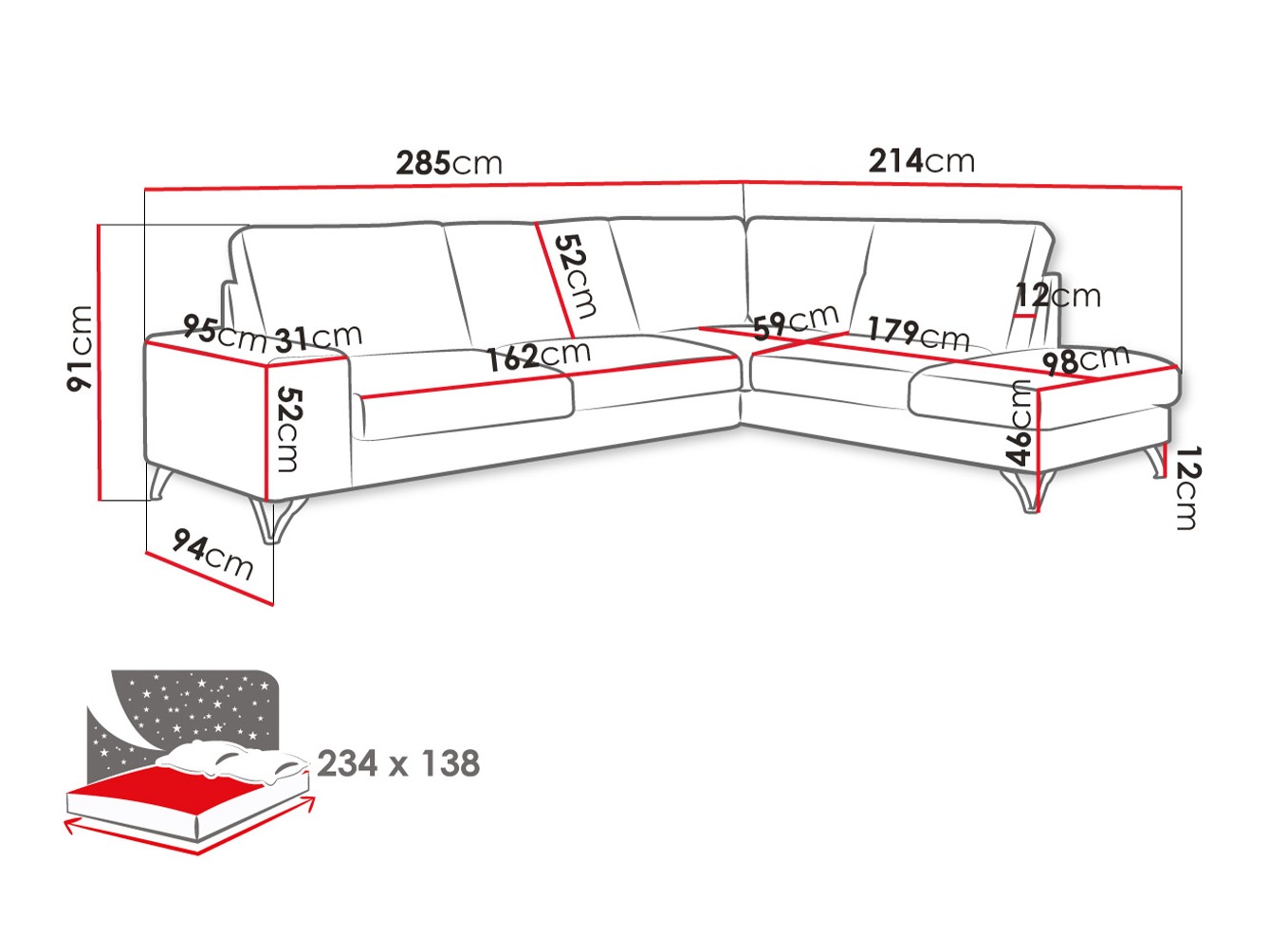 Corner sofa ComfiDream Lyrana II (Verita 03)
