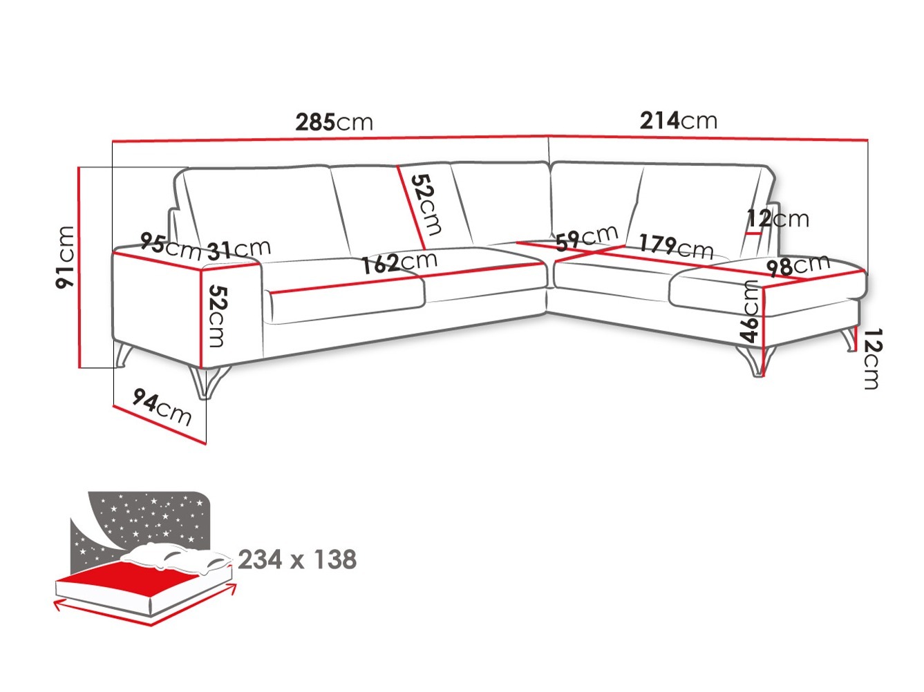 Corner sofa ComfiDream Lyrana II (Verita 11)