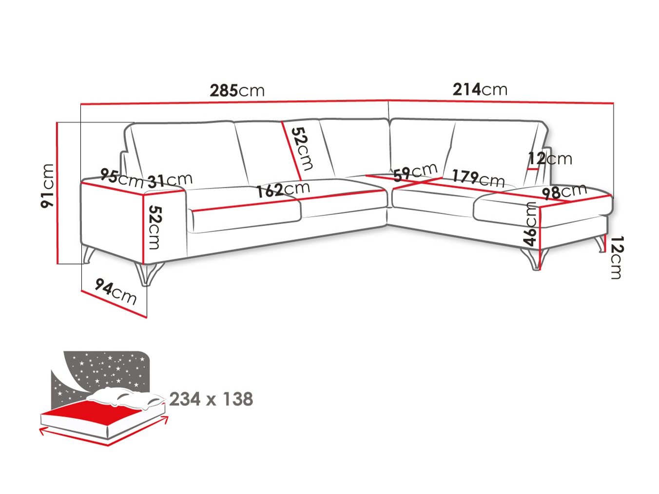 Corner sofa ComfiDream Lyrana II (Verita 11)