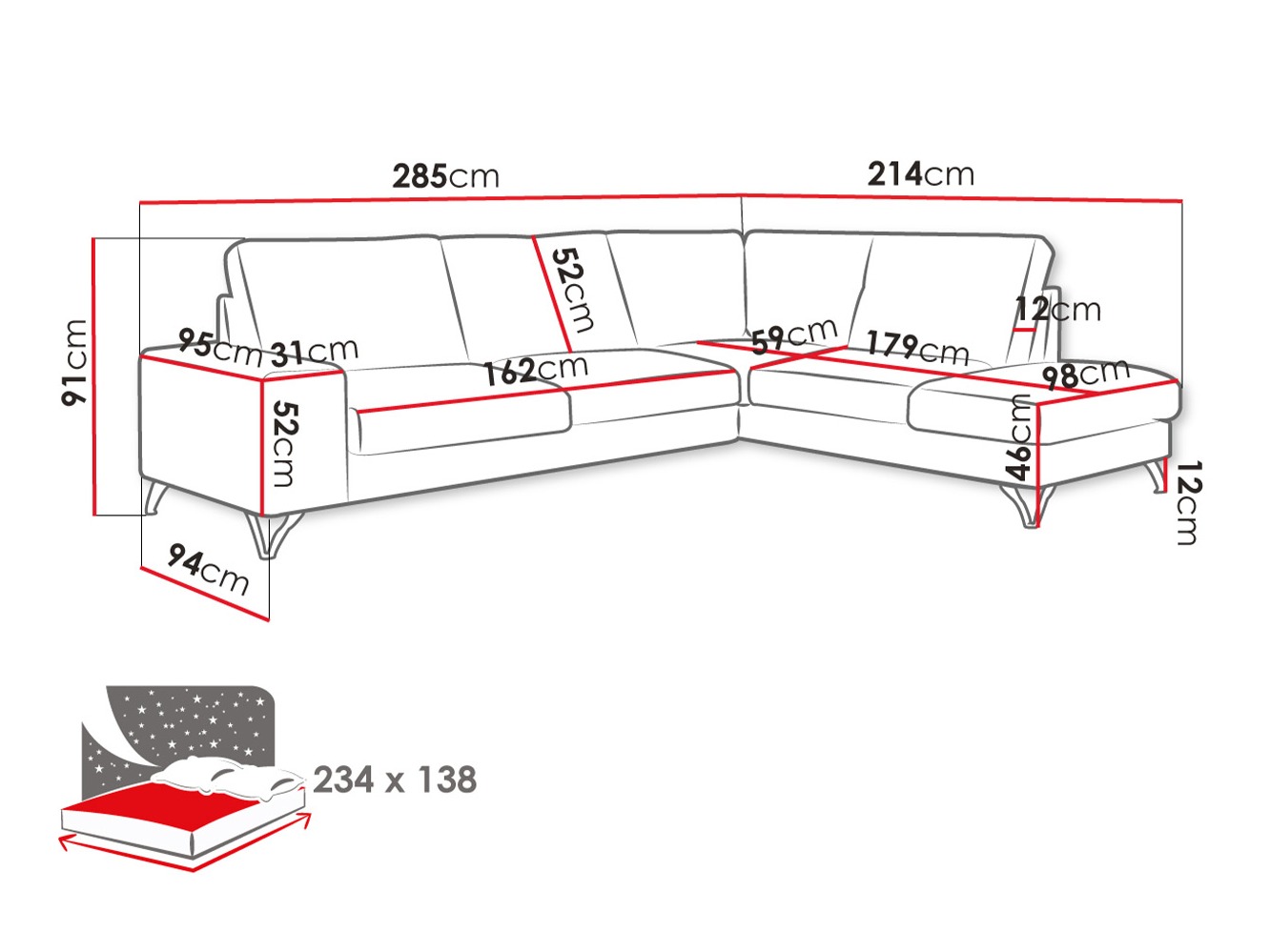 Corner sofa ComfiDream Lyrana II (Verita 80)