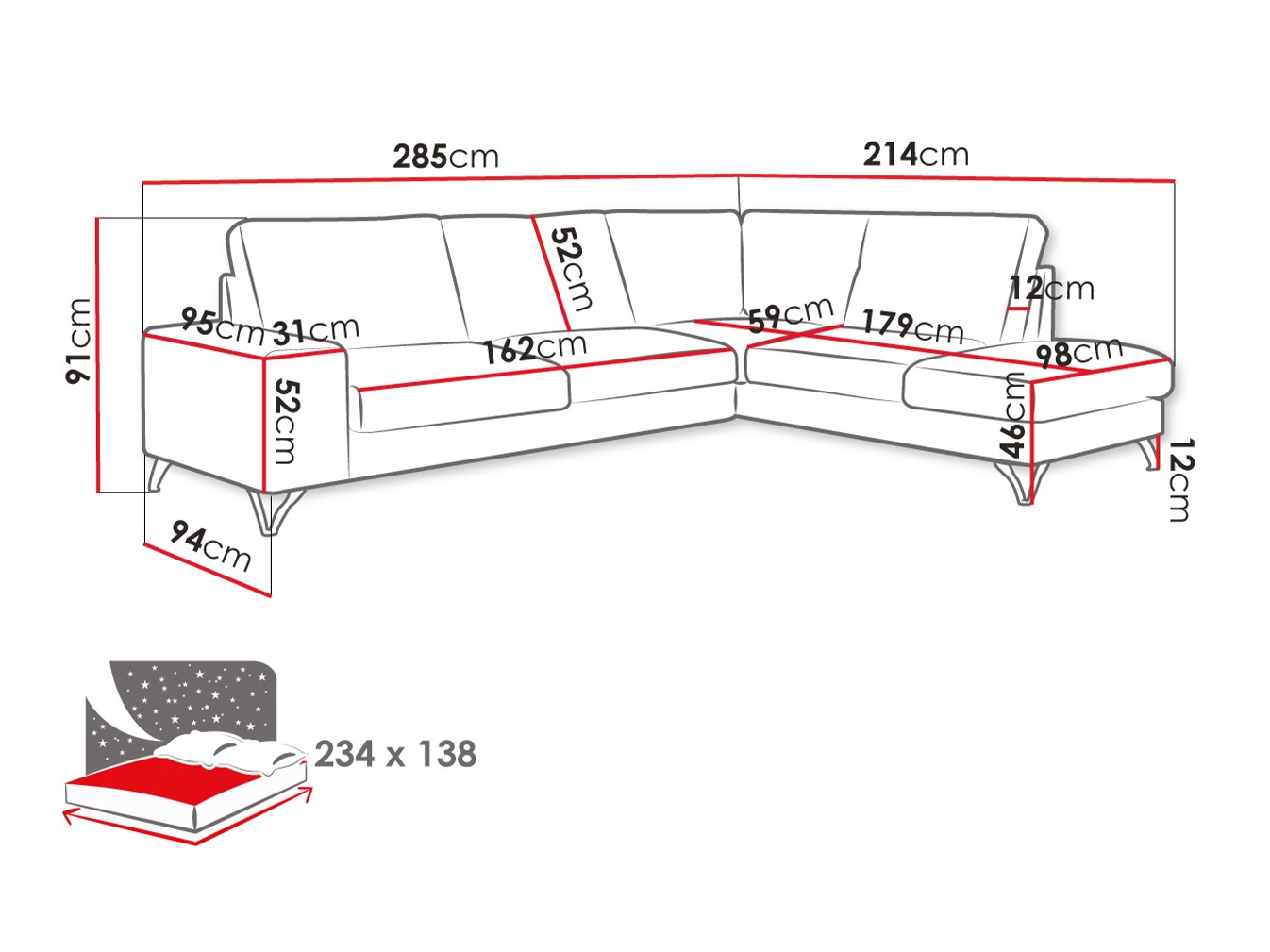 Corner sofa ComfiDream Lyrana II (Verita 88)