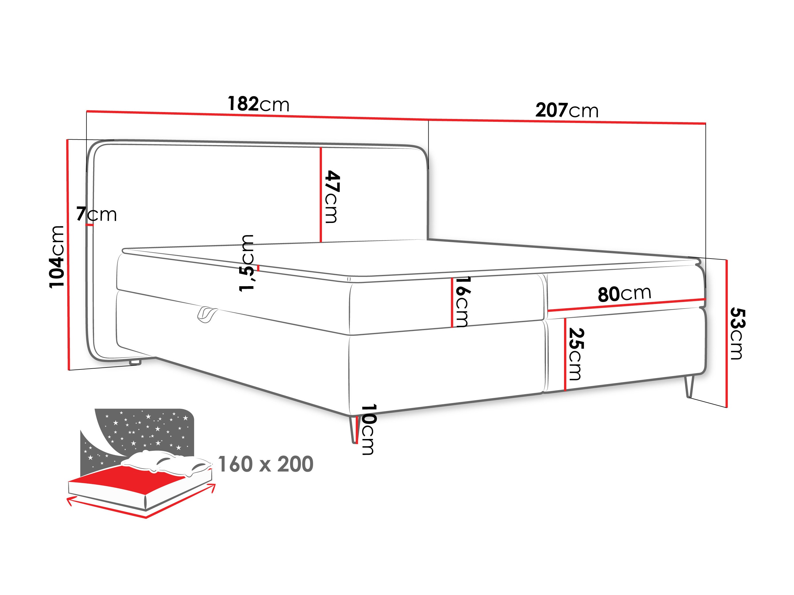 Continental bed Stonecrest 108 (Taro 01)