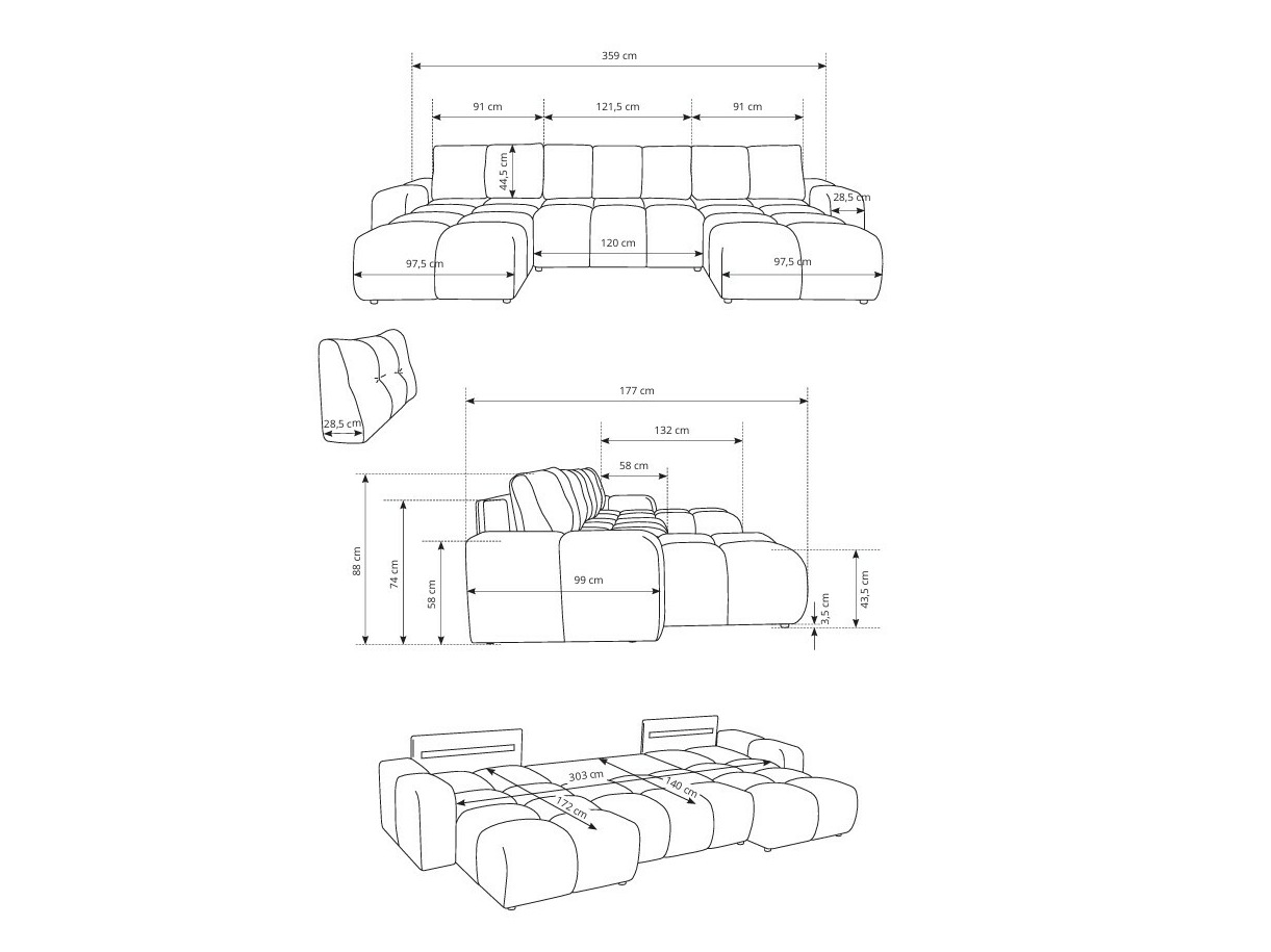 Corner sofa Kingston 198 (Curio 09)