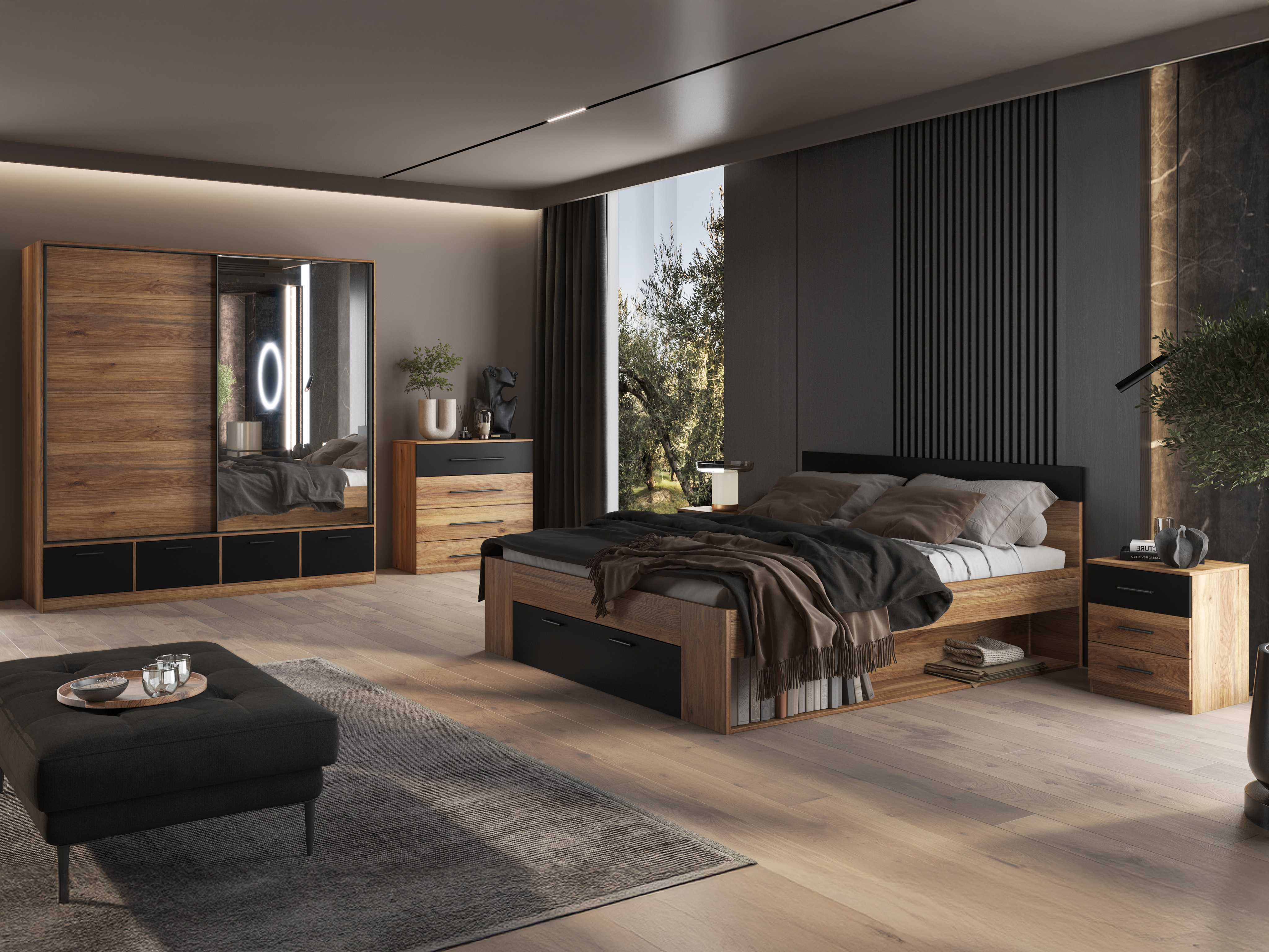 Bed Melvele 108 (Oak + Black)