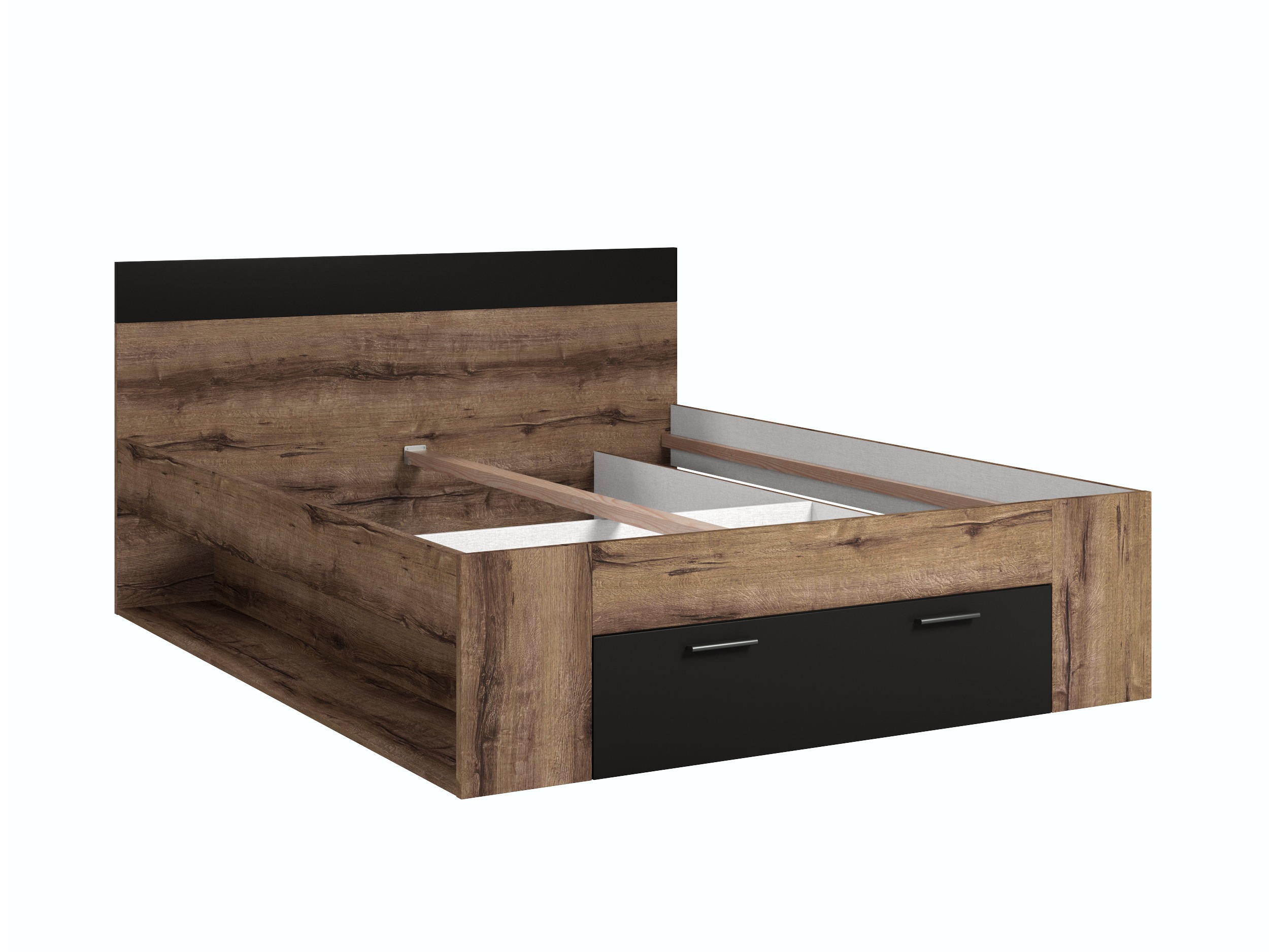 Κρεβάτι Melvele 108 (Monastery δρυς + Μαύρο)