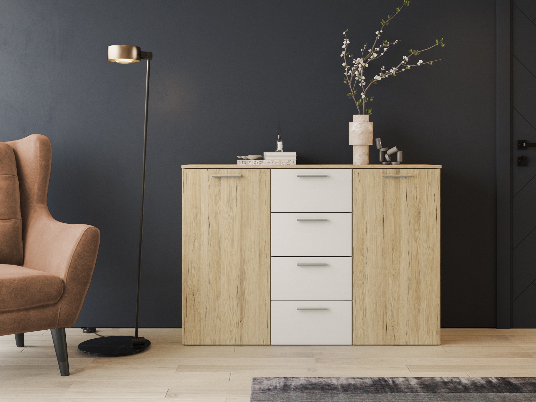 Συρταριέρα Melvele 101 (San remo δρυς + Άσπρο)