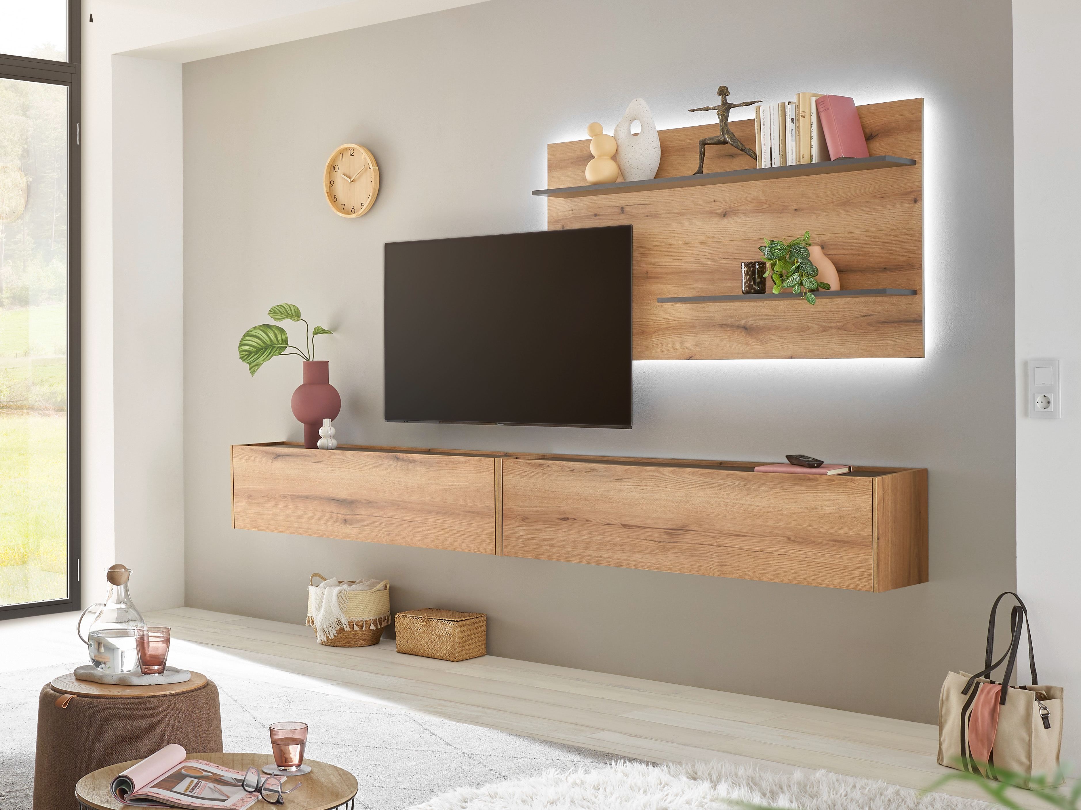 Σετ επίπλων σαλονιού Elbsori 120 (Δρυς + Κασμίρι)