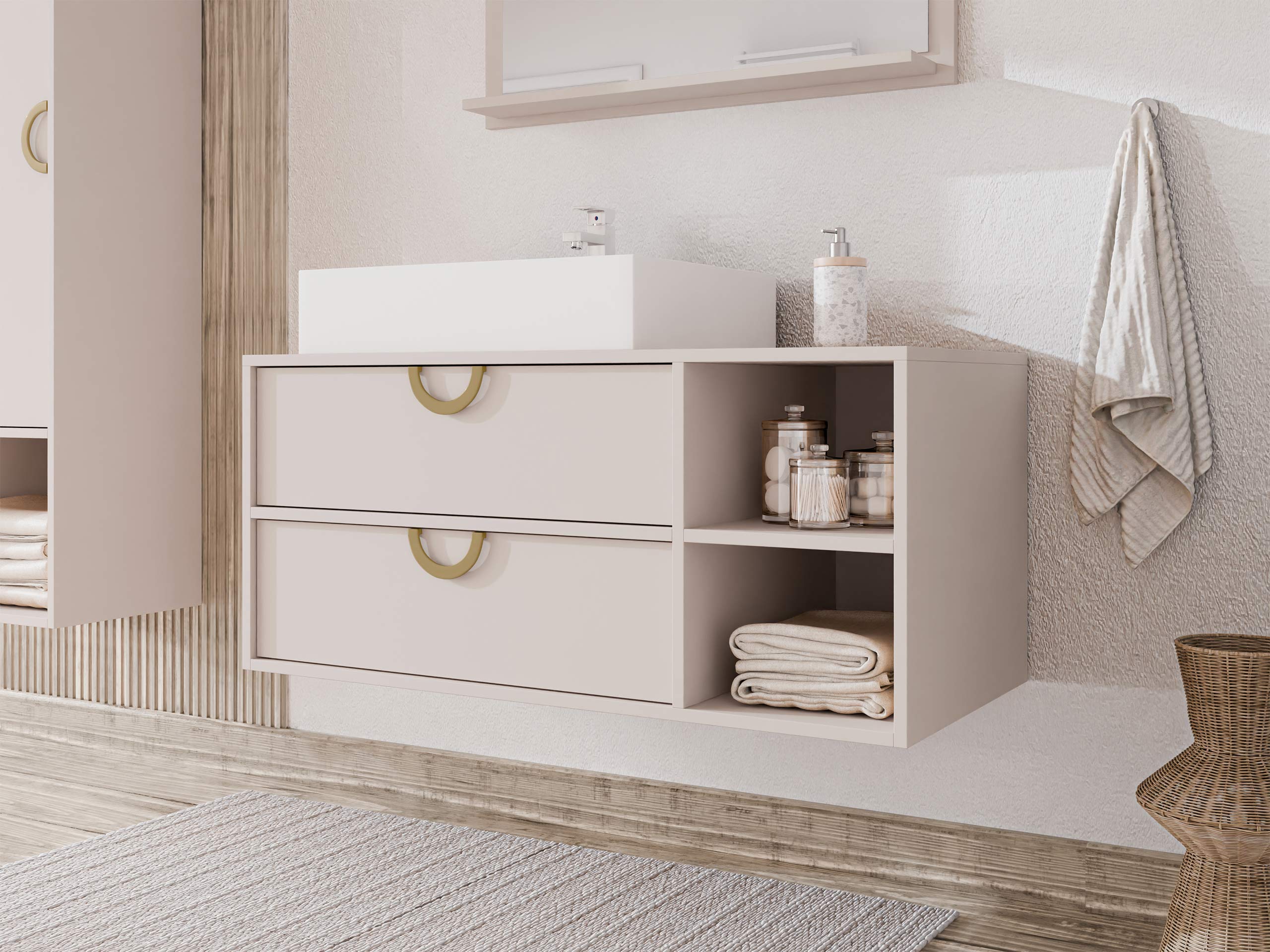 Wall-mounted bathroom cabinet for washbasin Sodalis (Cashmere)