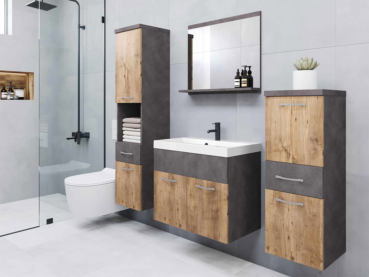 Bathroom set Sarasota 109 (Matera grey + Chestnut)