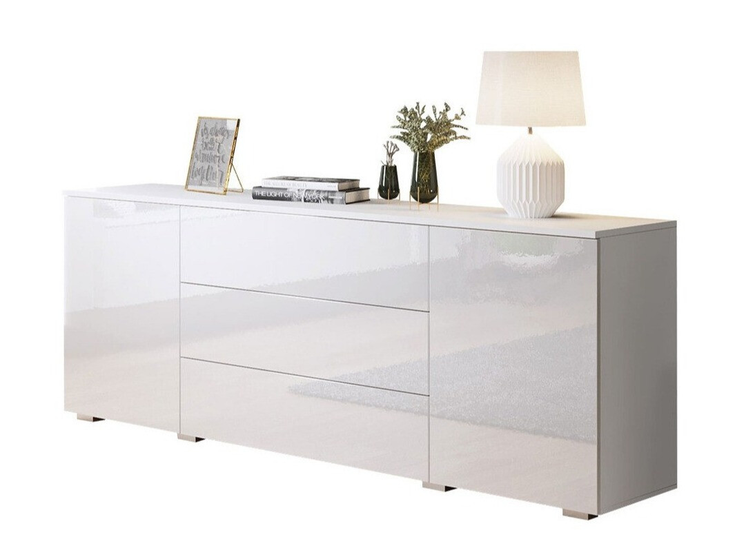 Chest of drawers Sarasota 129 (White + Glossy white)
