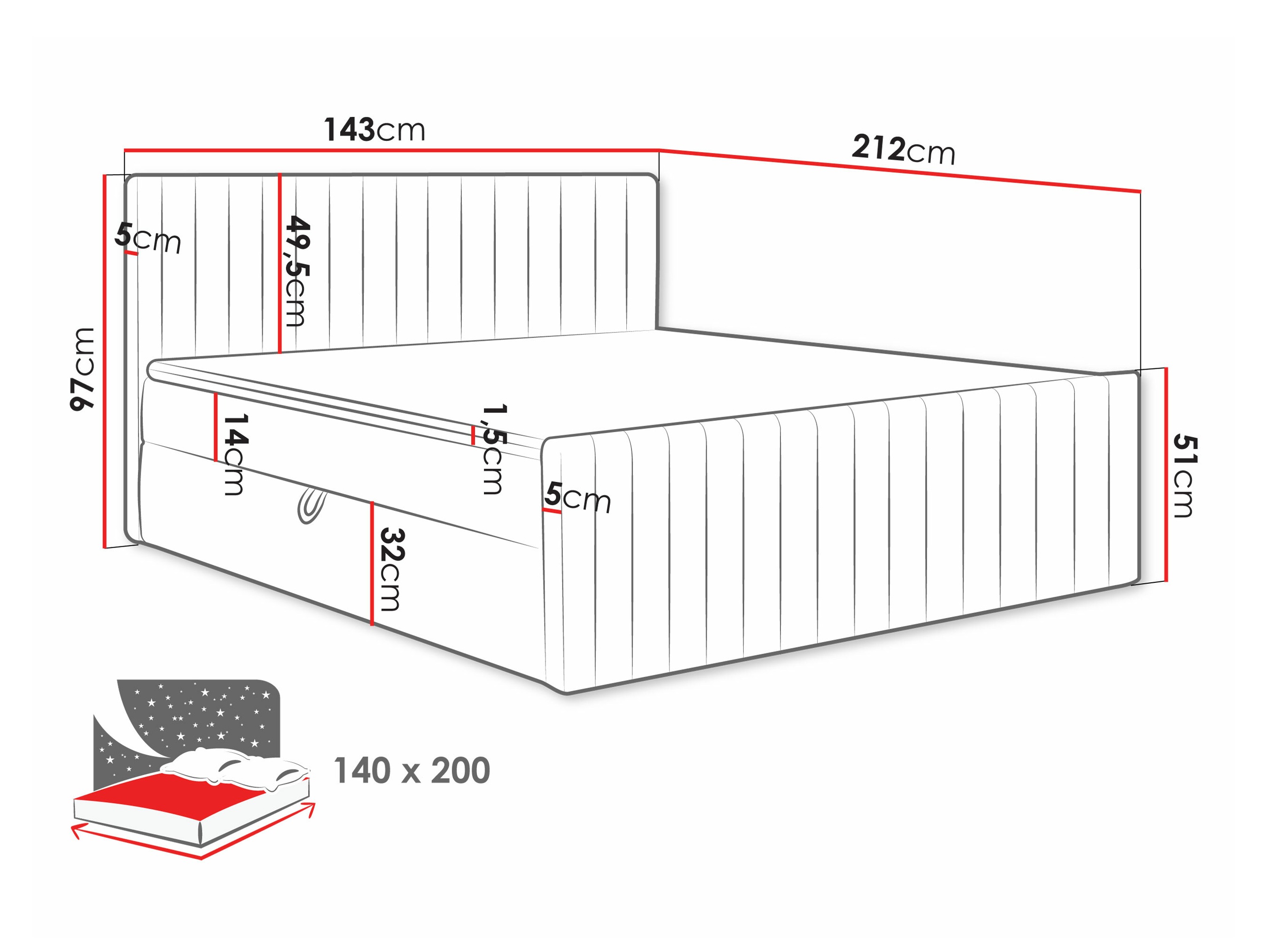 Κρεβάτι continental Comfivo Apis II (Manila 16)