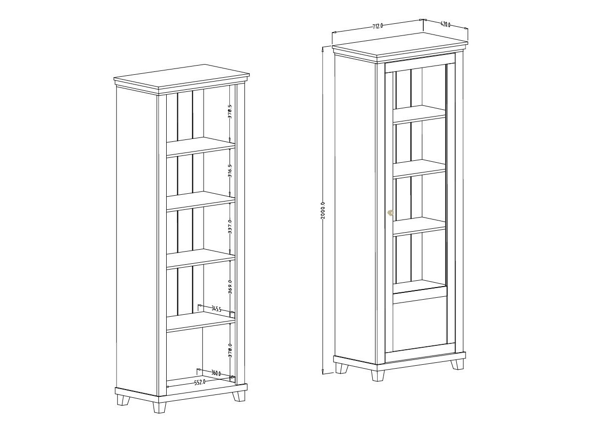Βιβλιοθήκη Tolnue 101 (Σκούρο πράσινο + Δρυς Λευκάδας)