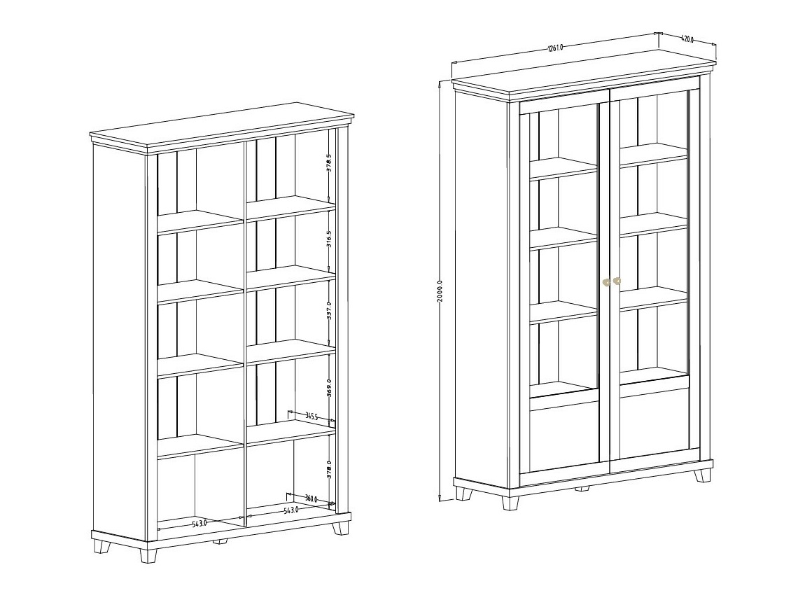 Bookcase Tolnue 102 (Dark green + Lefkas oak)