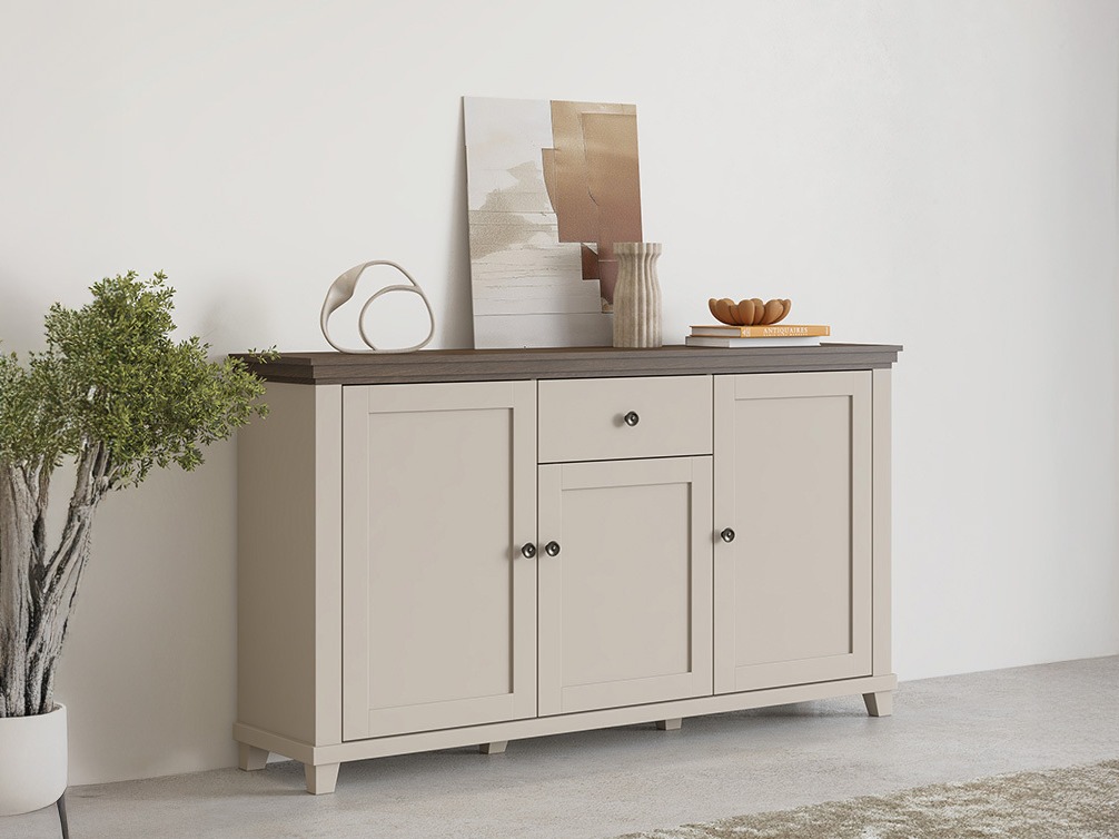 Chest of drawers Tolnue 106 (Light beige + Oak)