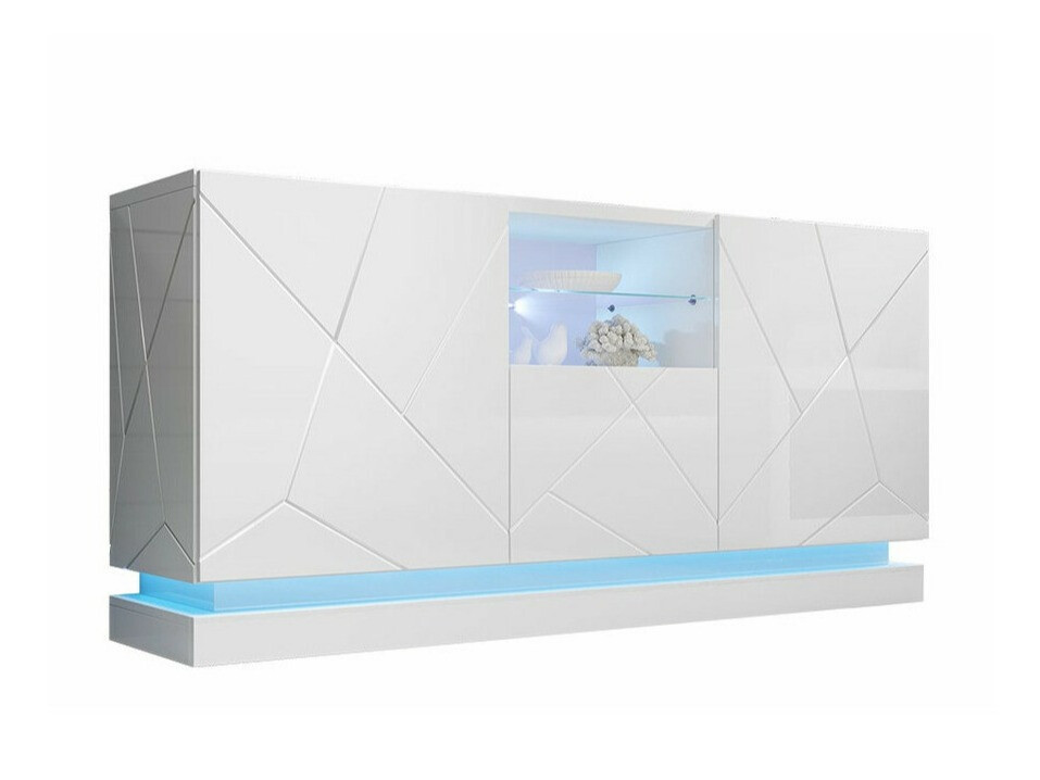 Μπουφέ Linar (Άσπρο + Γυαλιστερό λευκό)