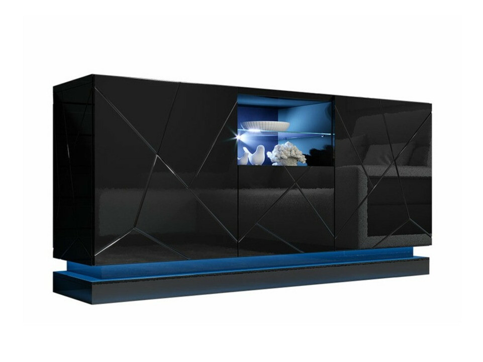 Μπουφέ Linar (Μαύρο + Γυαλιστερό μαύρο)