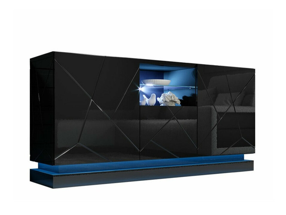 Μπουφέ Linar (Μαύρο + Γυαλιστερό μαύρο)