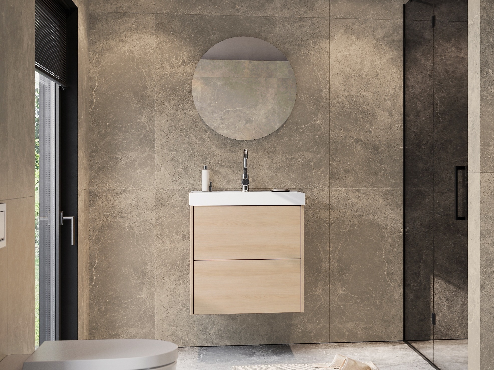 Επιτοίχιο ντουλάπι μπάνιου με υποδοχή νιπτήρα Sacramento 524 (Δρυς)