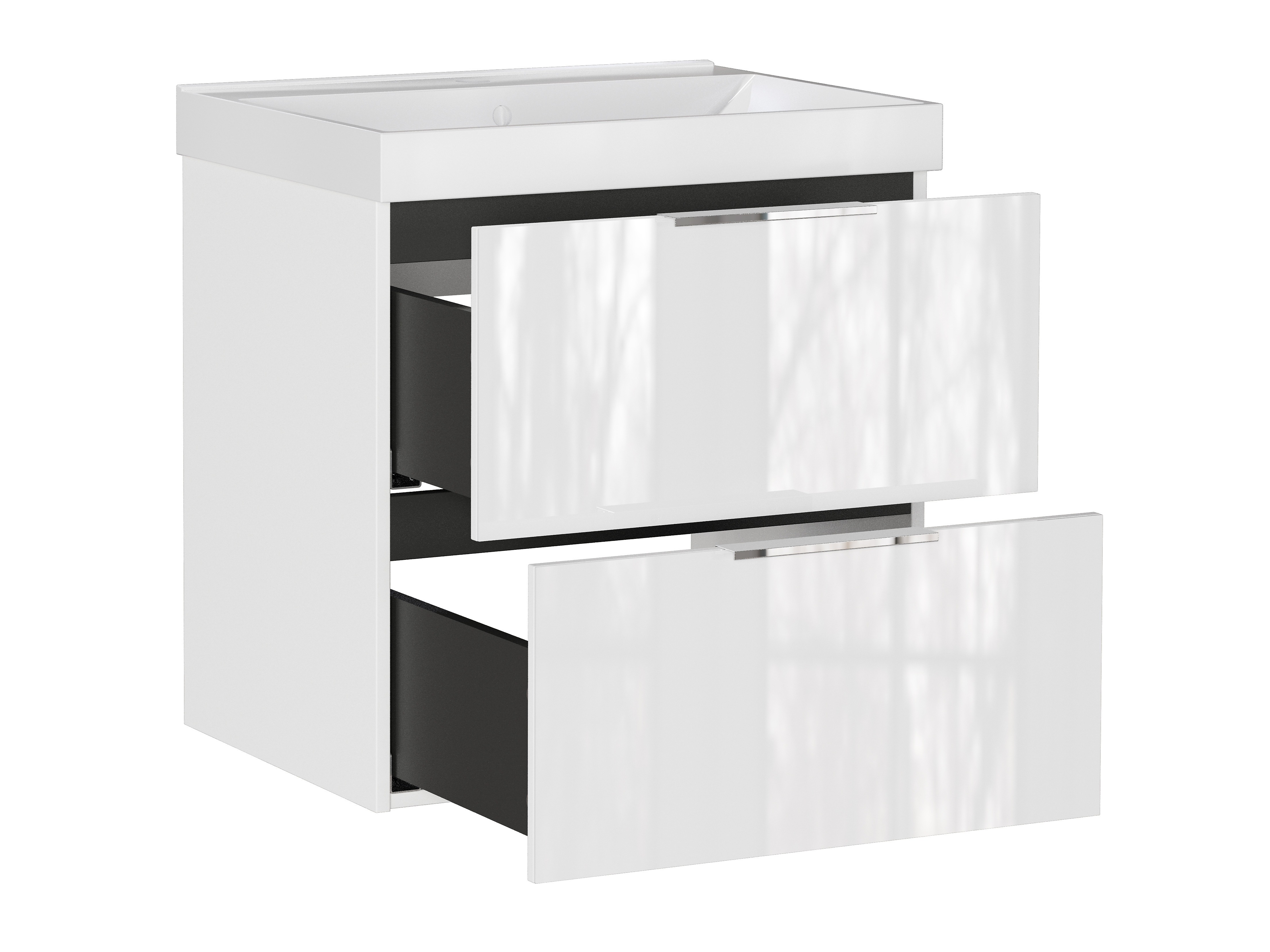 Επιτοίχιο ντουλάπι μπάνιου με υποδοχή νιπτήρα Sacramento 527 (Γυαλιστερό λευκό)