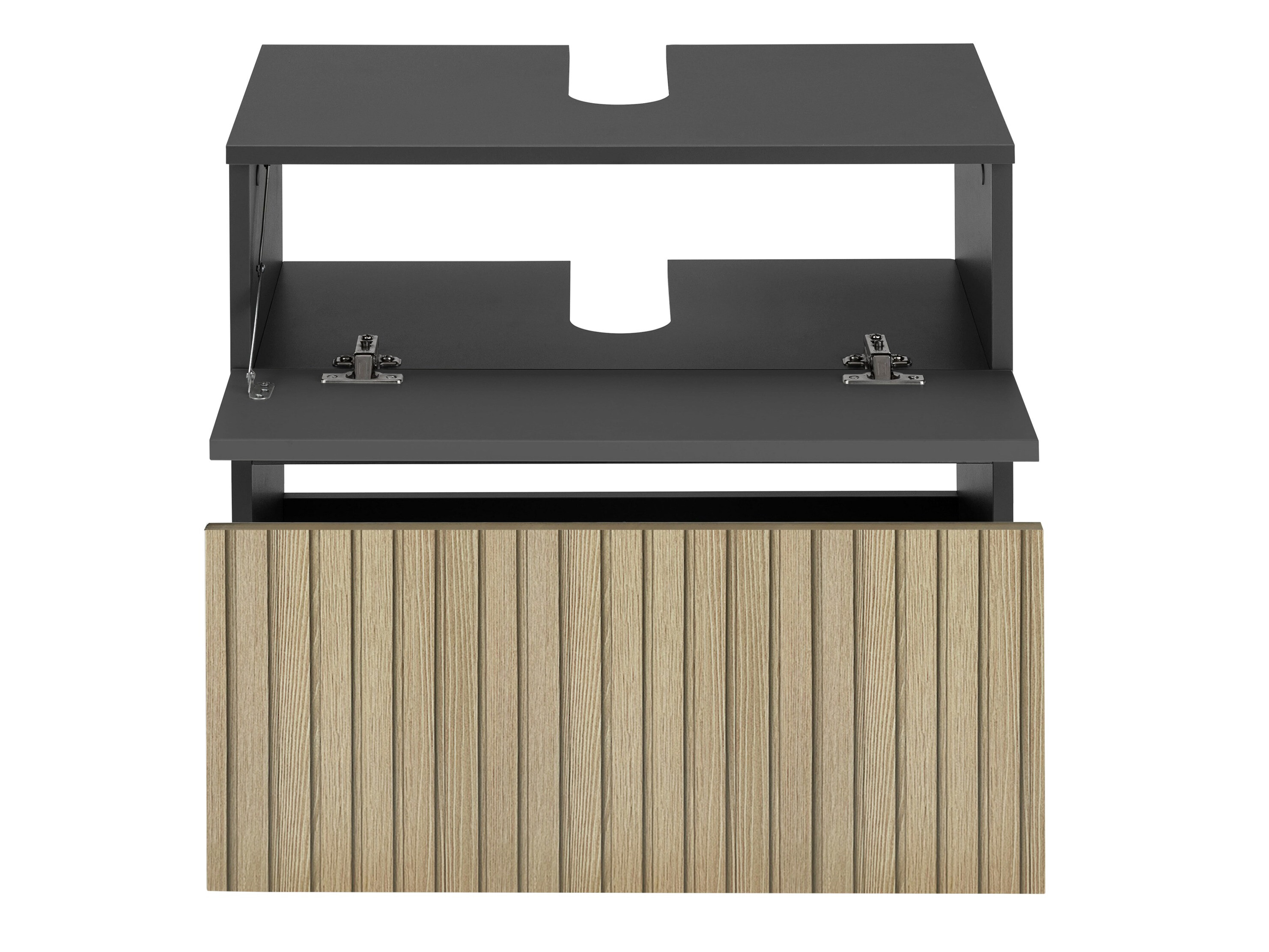 Όρθιο ντουλάπι νιπτήρα μπάνιου Soncamu 110 (Ανθρακί + Ελαφριά δρυς)