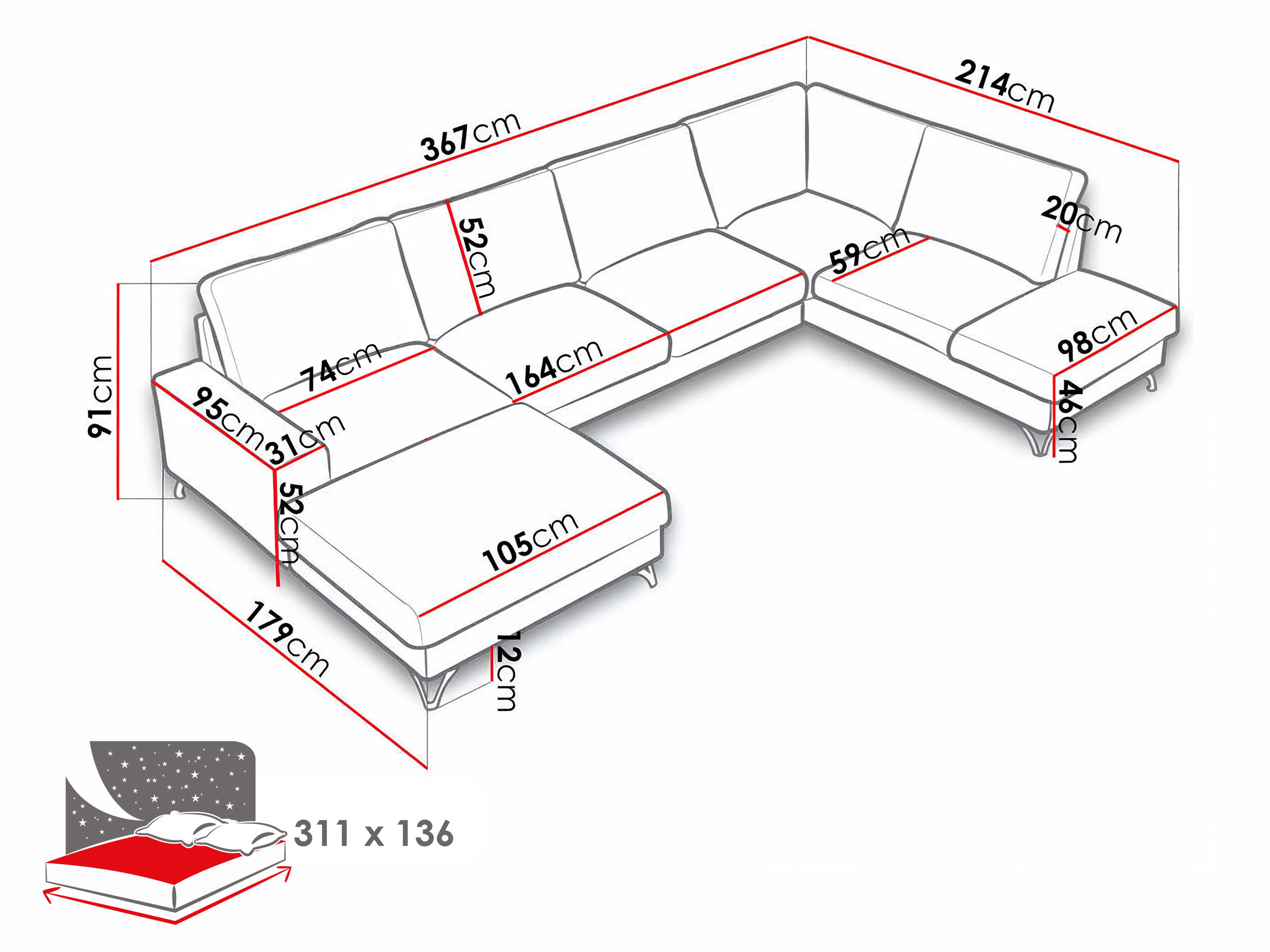 Corner sofa ComfiDream Lyrana III (Verita 88)