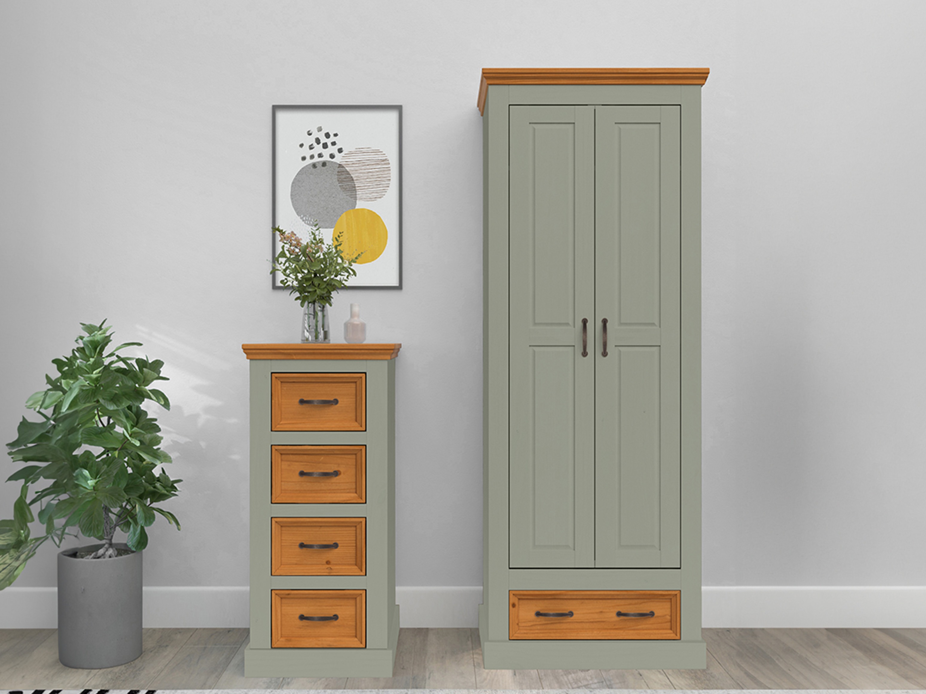 Ντουλάπα Tolelio 124 (Πράσινο + Πεύκο)