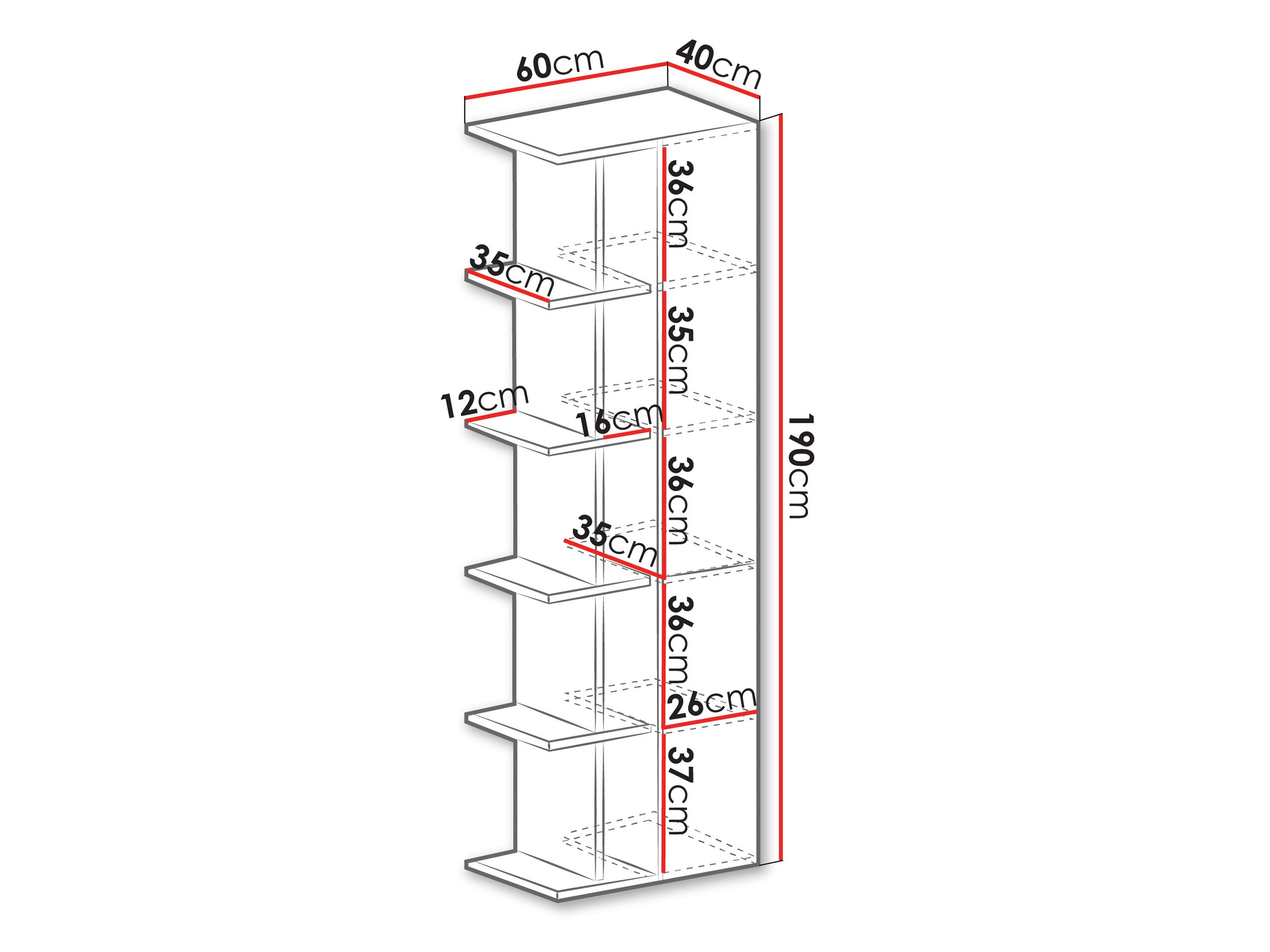 Βιβλιοθήκη Camteso 103 (Άσπρο + Δρυς + Τυρκουάζ)