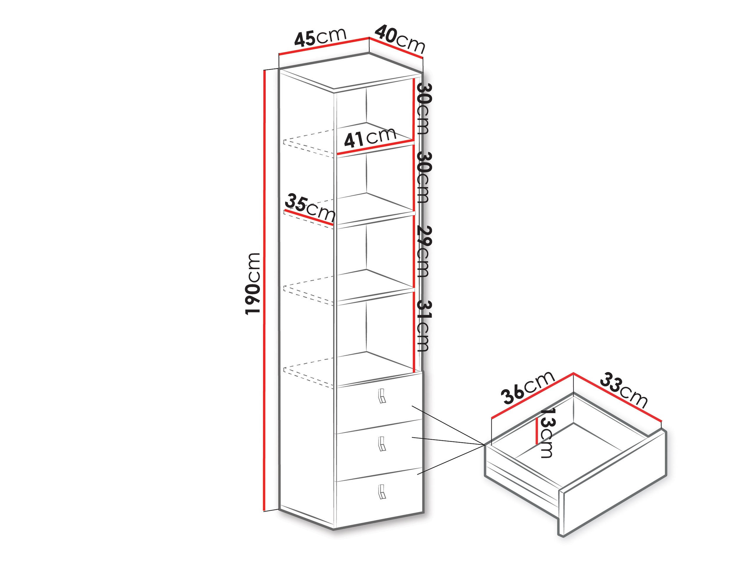 Βιβλιοθήκη Camteso 104 (Άσπρο + Δρυς + Τυρκουάζ)